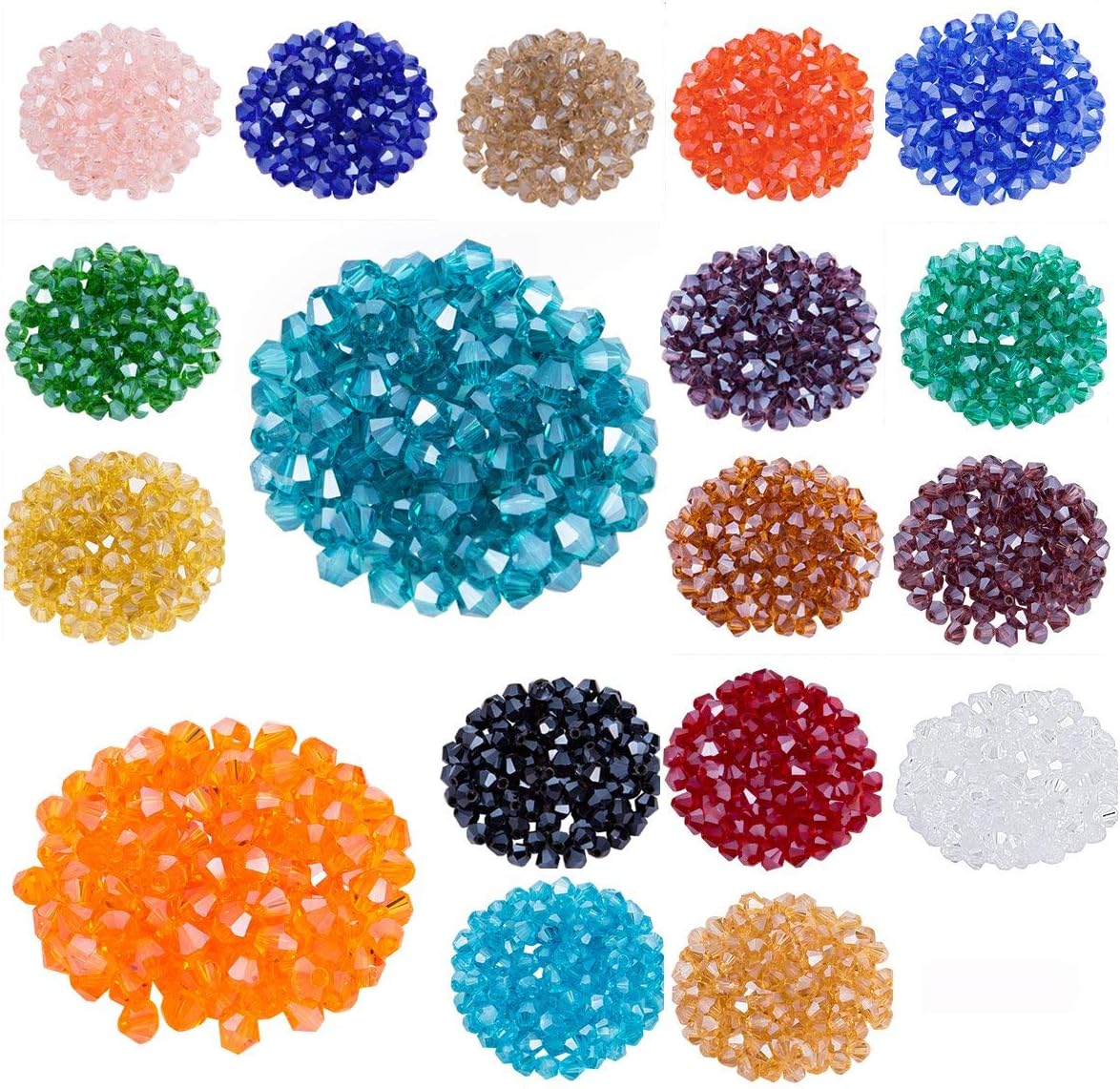LONGWIN 1800pcs 4mm Crystal Bicone Beads and 100pcs 14mm Crystal Butterfly Beads for Jewelry Making Chandelier Parts