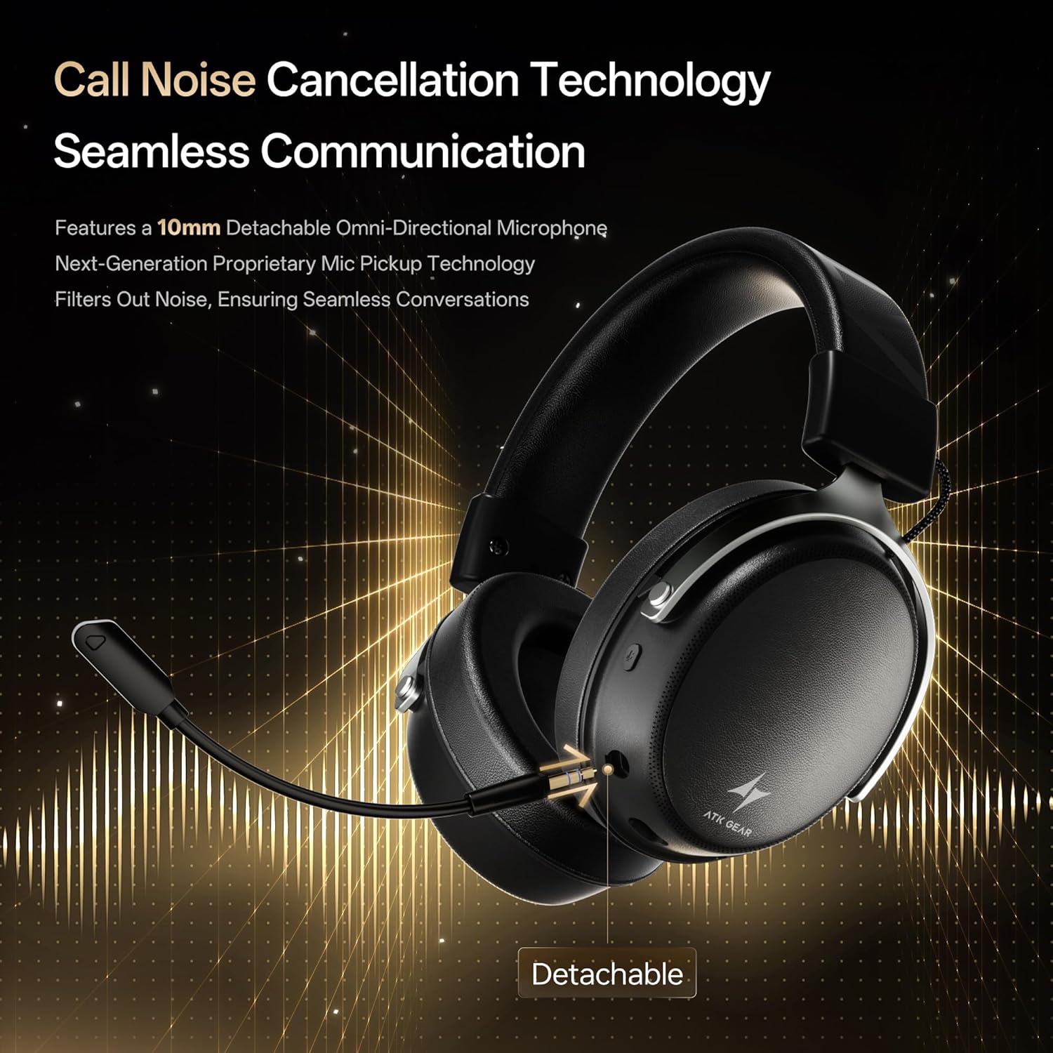 ATK N9 Pro/White Gaming Headset with detachable noise-canceling microphone