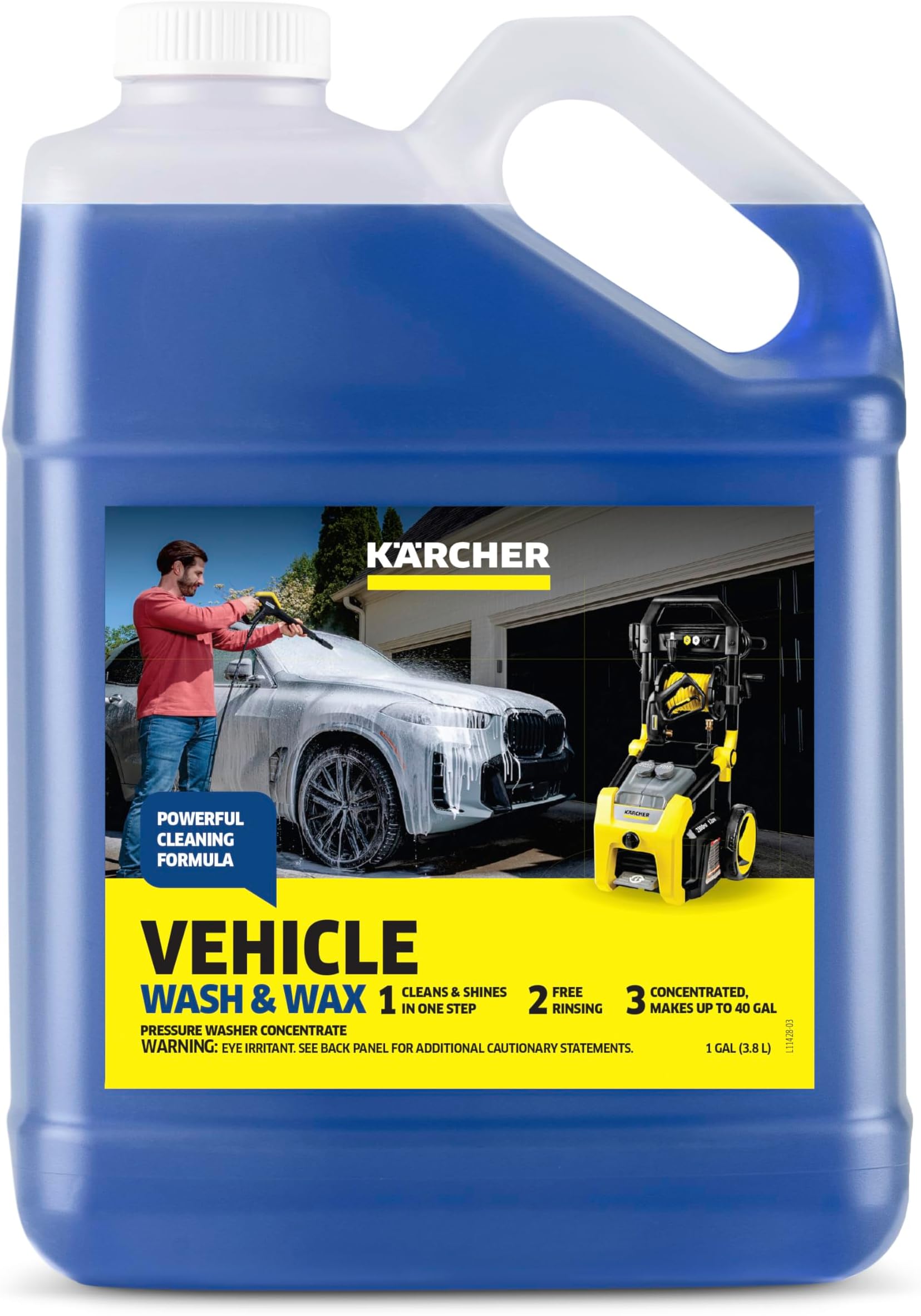Vehicle Wash and Wax, Pressure Washer Detergent, Cleans Cars, Bikes, Trucks, Boats and More, Highly Concentrated, Makes up to 20 gal of Cleaner
