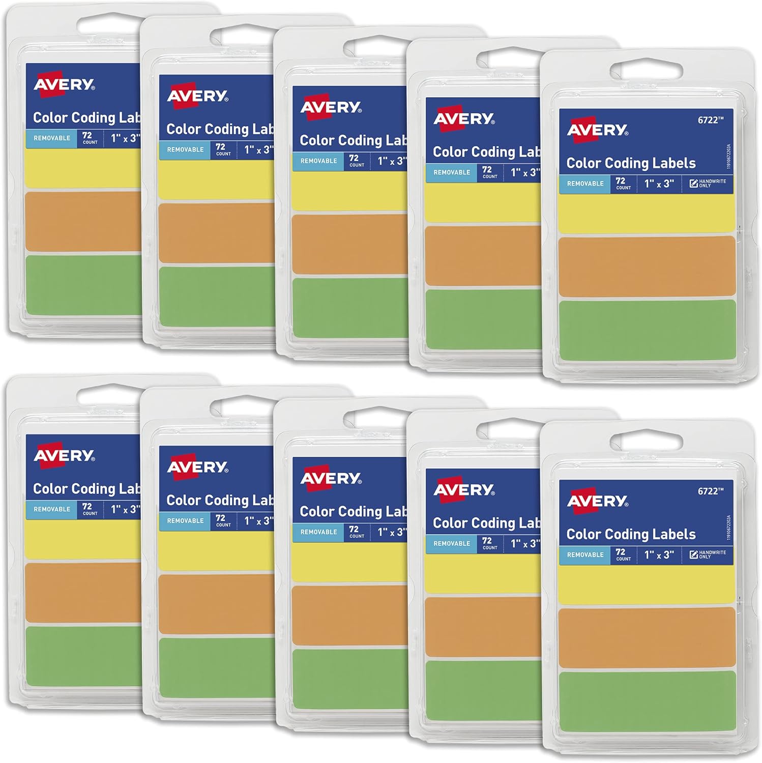 Avery Rectangular Color Coding Labels, 1 x 3 Inches, Assorted, Removable, Pack of 72 (06722) : Everything Else