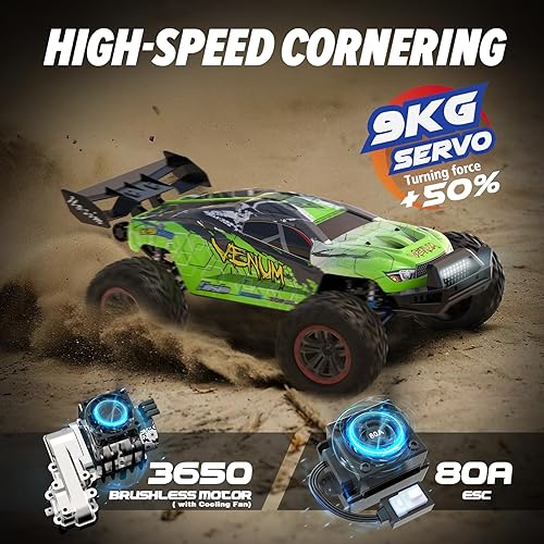 Miniatura 3 de Hosim VENUM Mini 18 RC Cars para adultos rápido 80+KMH, camión de control remoto 4X4 todo terreno, impermeable, 2.4GHZ, todoterreno, grado afición,