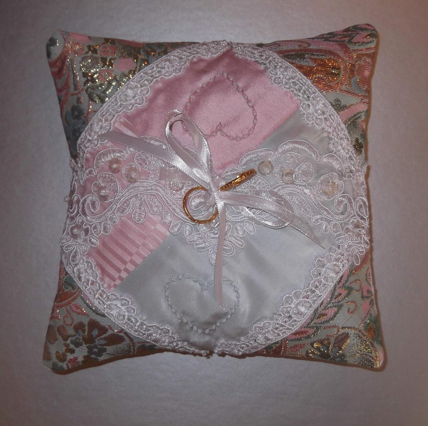 Ring Bearer Pillow (Cream/Pearl, 10"X10")