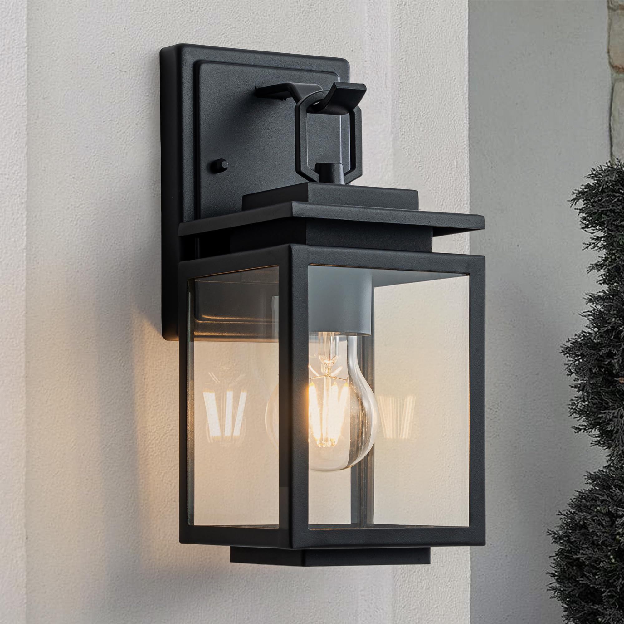 FTL Lampade da Esterno E27, Portico Applique da Esterno, Moderno Lanterna da Parete per Giardino, IP44 Impermeabile Luci da Esterne a Parete, Applique a Muro Della Porta Anteriore per Terrazza, Nero