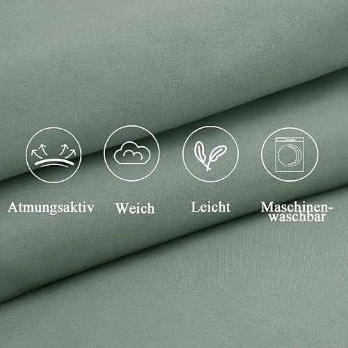 Vielit Set di 2 federe morbide per cuscini 60 x 80 cm, in microfibra, verdi, salvia, decorative, certificate ecologiche, resistenti, ipoallergeniche - 5