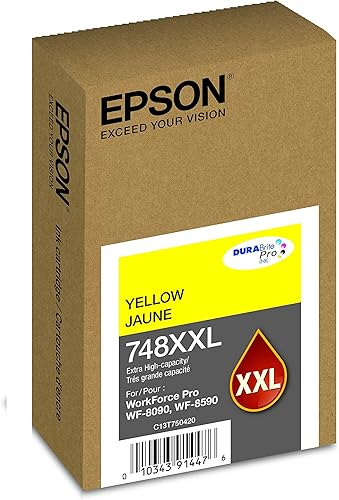 Miniatura 2 de EPSON 748 DURABrite Pro Cartucho amarillo de alta capacidad (T748XXL420) funciona con WorkForce WF-6590, WF-8590, WF-6090, WF-8090