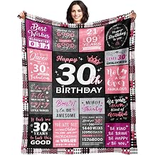 Sruemiul 30th Birthday Gifts for Women - 30th Birthday Decorations for Her - 30 Year Old Birthday Gifts - Happy 30th Birthday Gift Ideas for 30 Year Old Women - 1996 & 30th Birthday Blanket 50"x60"