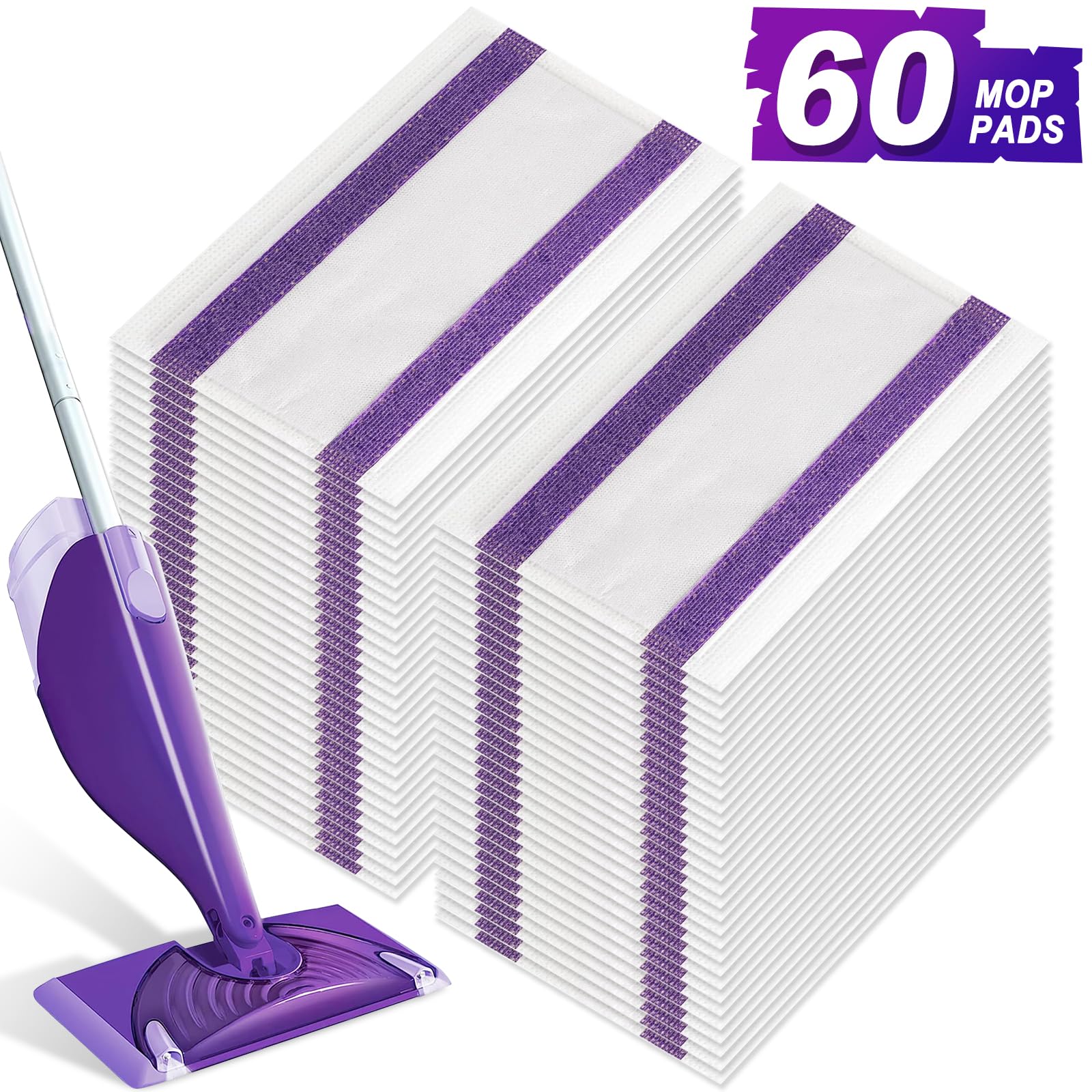 Paquete de 60 almohadillas de repuesto para mopa Swiffer Wetjet compatible con almohadillas húmedas Swiffer de repuesto para almohadillas húmedas Swiffer Wet Jet, almohadillas desechables para fregona