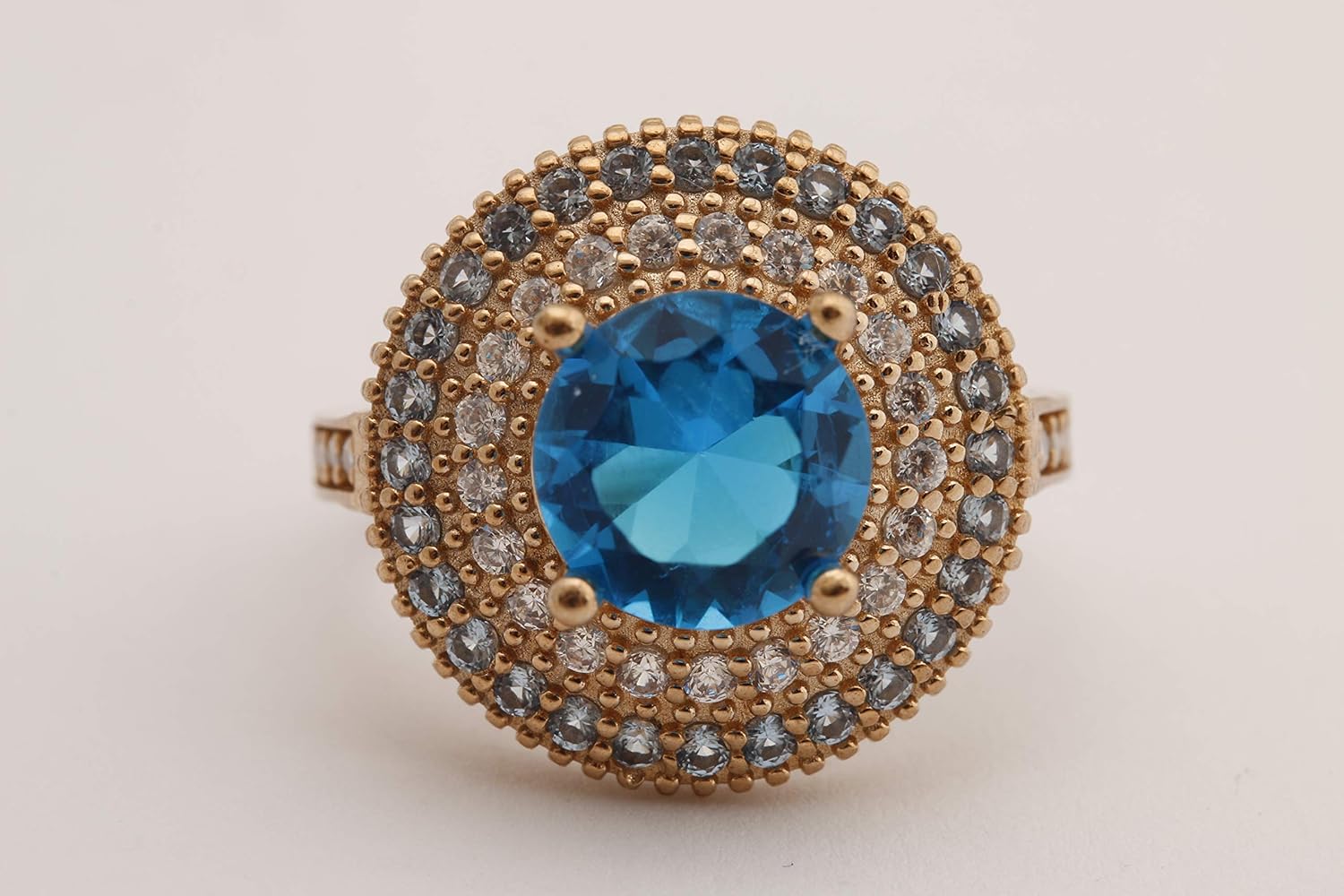 Turkish Handmade Jewelry Small Round Cut London Blue Topaz 925 Sterling Silver Ring Size All