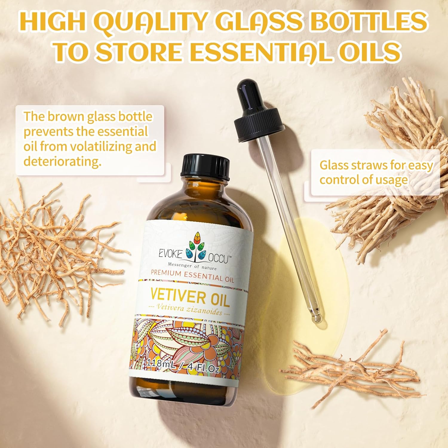 EVOKE OCCU Pure & Natural Vetiver Essential Oil for Skin, DIY, Candle and Soap Making - 4 Fl Oz - Image 8