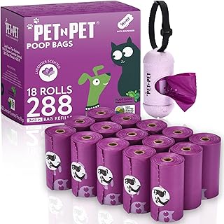 Sponsored Ad - PET N PET Poop Bags for Dogs, 288 Count Lavender Scented Dog Waste Bags with Leash Dispenser, USDA Certifie...