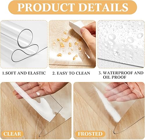 Miniatura 4 de 2 fundas de mesa de noche de 15.8 x 23.6 pulgadas de grosor de plástico de PVC transparente, protector de mesa transparente de PVC, protector de