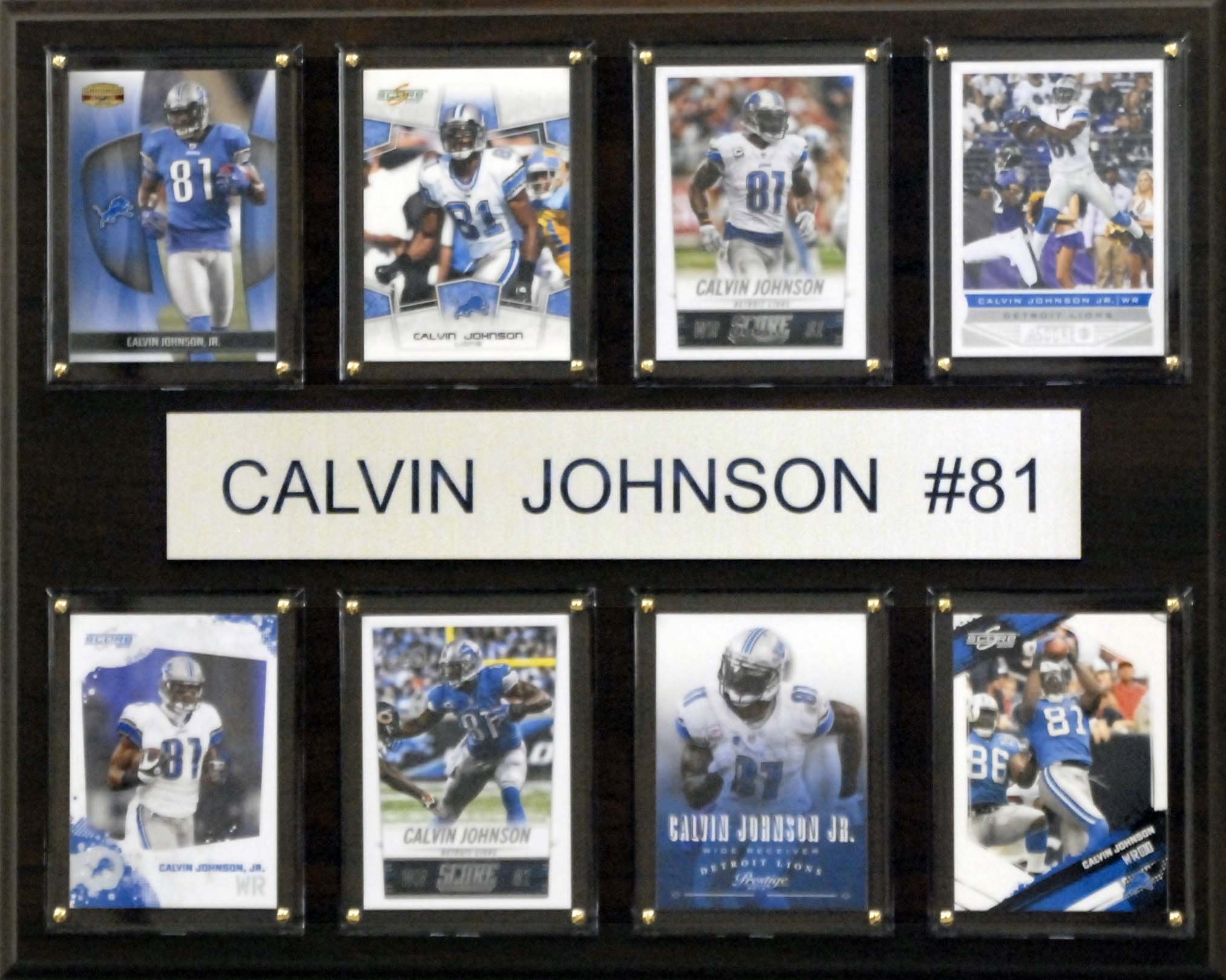 NFL Detroit Lions Calvin Johnson 8-Card Plaque, 12 x 15-Inch