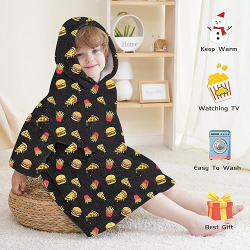 Miniatura 27 de Wearable Blanket Hoodie for Kids Oversized Sherpa Blanket Hoodie for Kids Boys Girls Teens 6-13YR,Navy Shark