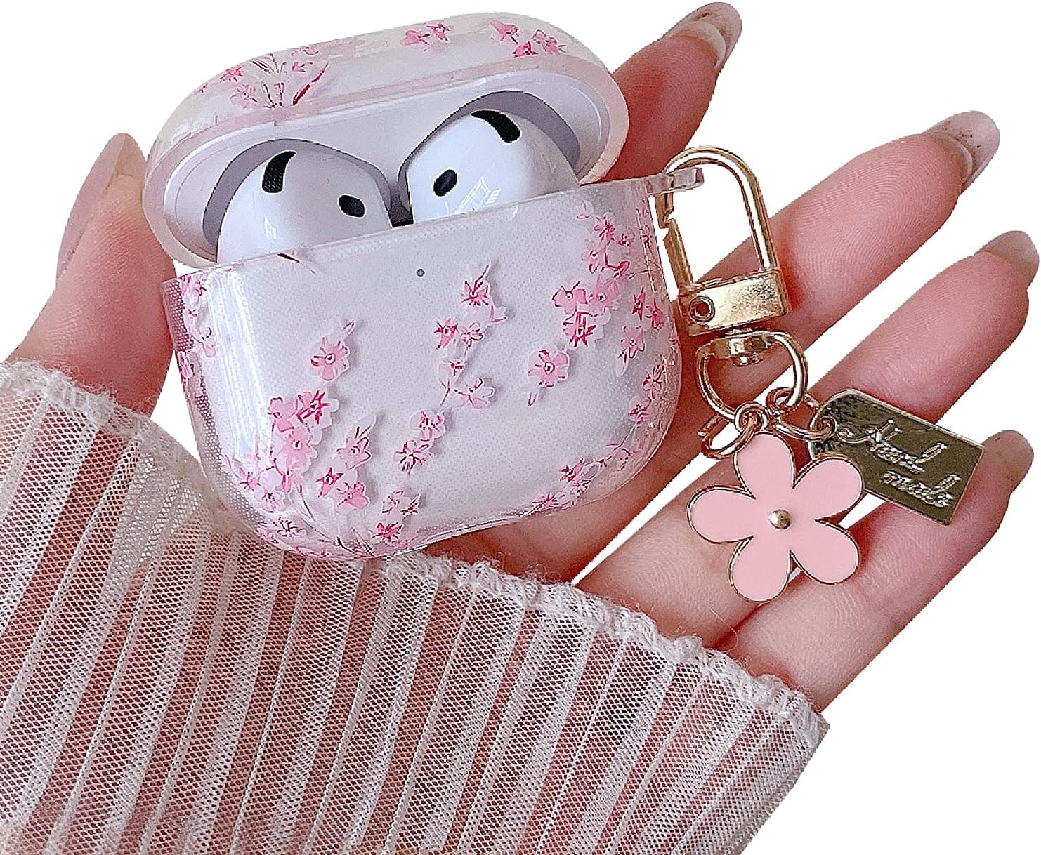 Cute Flower AirPods 4 Case with Keychain