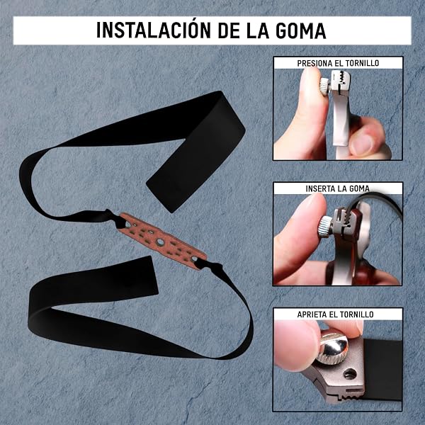 VENTURA SPORT PRO Tirachinas Clásico de Acero Inoxidable + 100 Gramos Munición de Arcilla 9 mm - 5