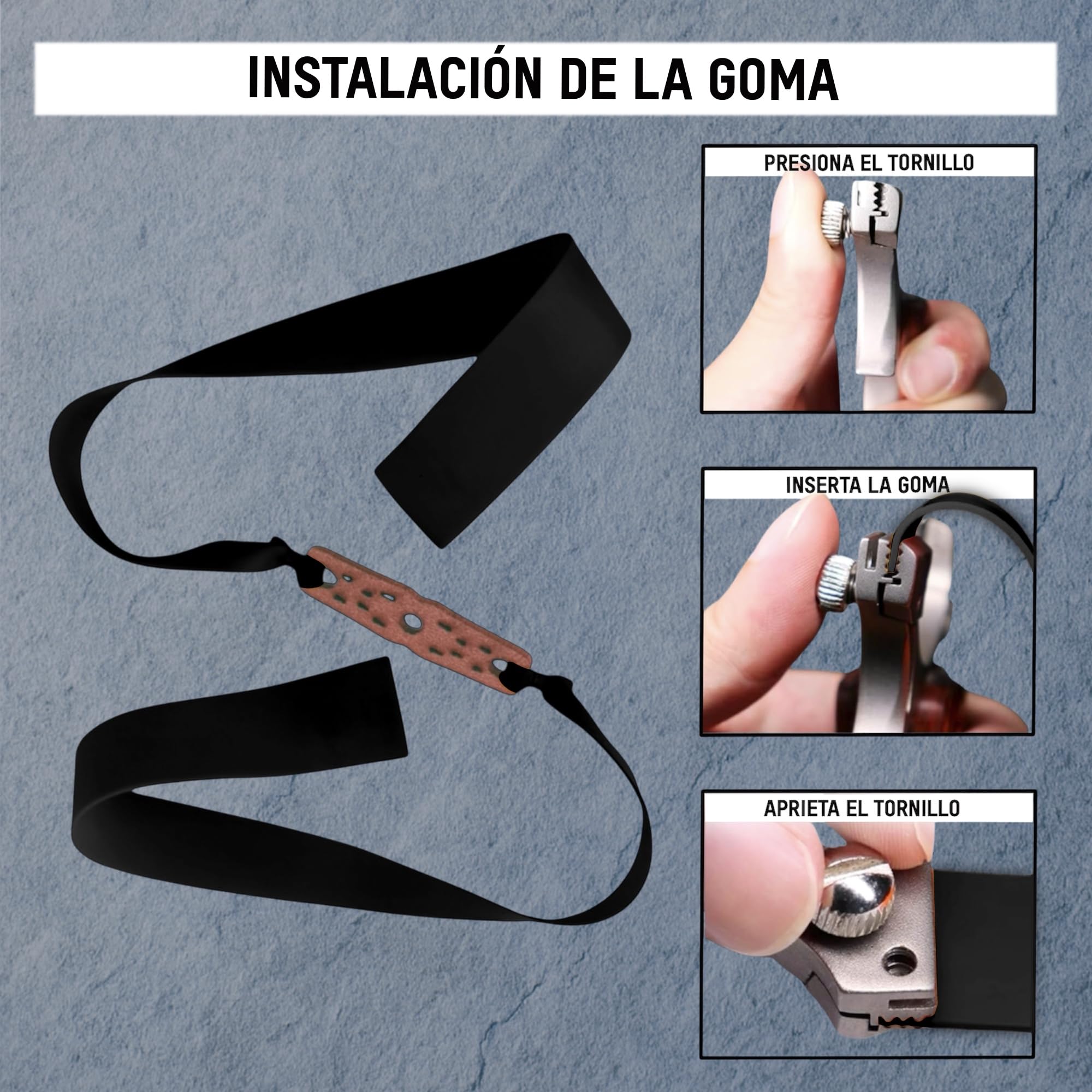 VENTURA SPORT PRO Tirachinas Clásico de Acero Inoxidable + 100 Gramos Munición de Arcilla 9 mm - 5