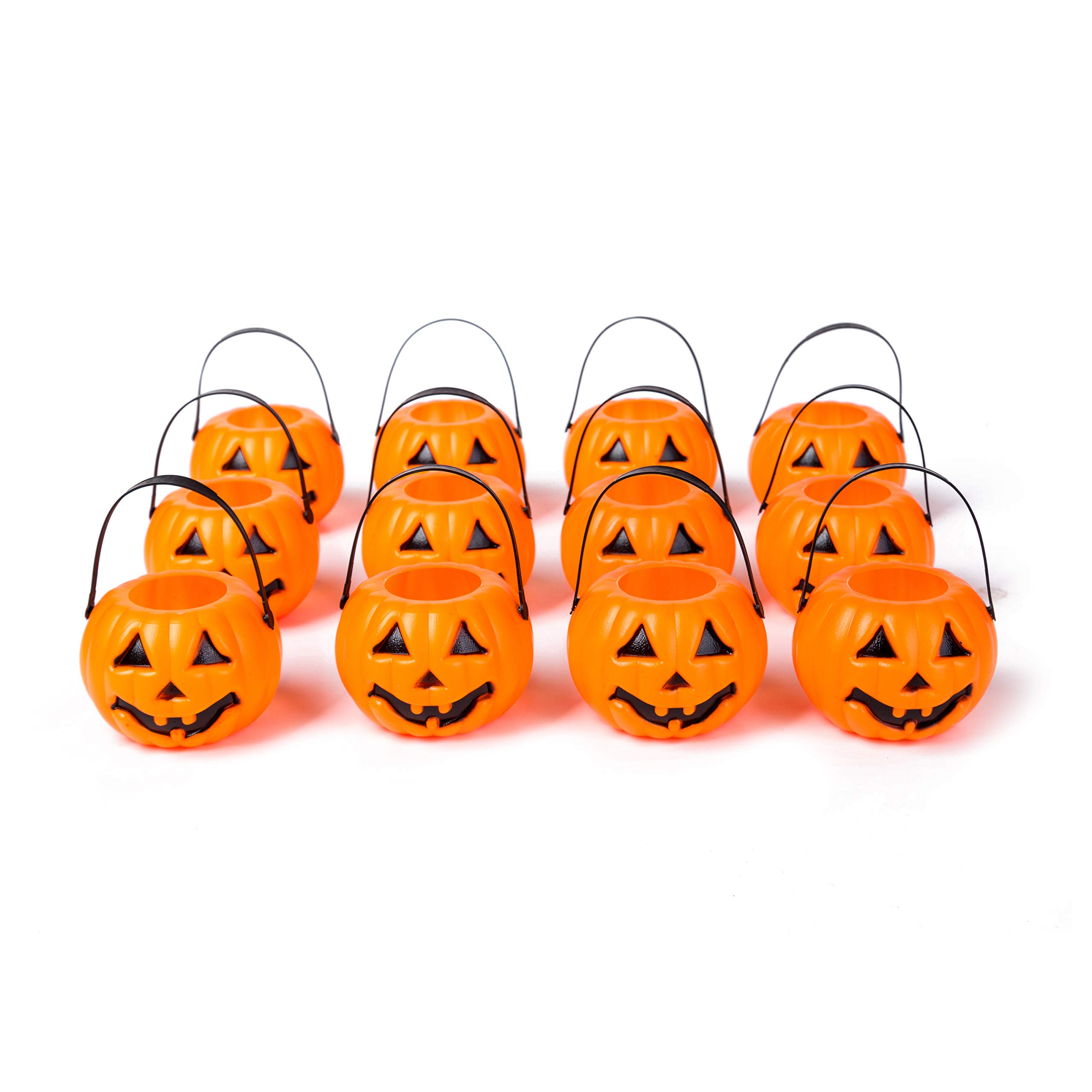 Xena Halloween Decorations 12 Pack Mini Pumpkin Set 2 Inch Orange Decoration Home Office Kids Party Supplies Fun Decor LED Tea Light Holder Trick or Treat