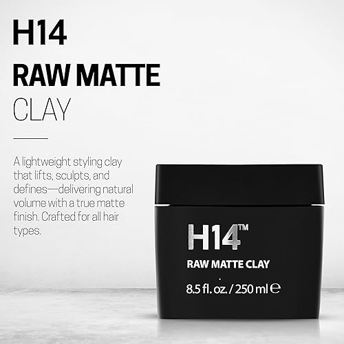 Miniatura 2 de H14 Arcilla mate cruda para hombres  Arcilla para el cabello fuerte y flexible con bentonita y caolín  Textura reutilizable, acabado mate verdadero,