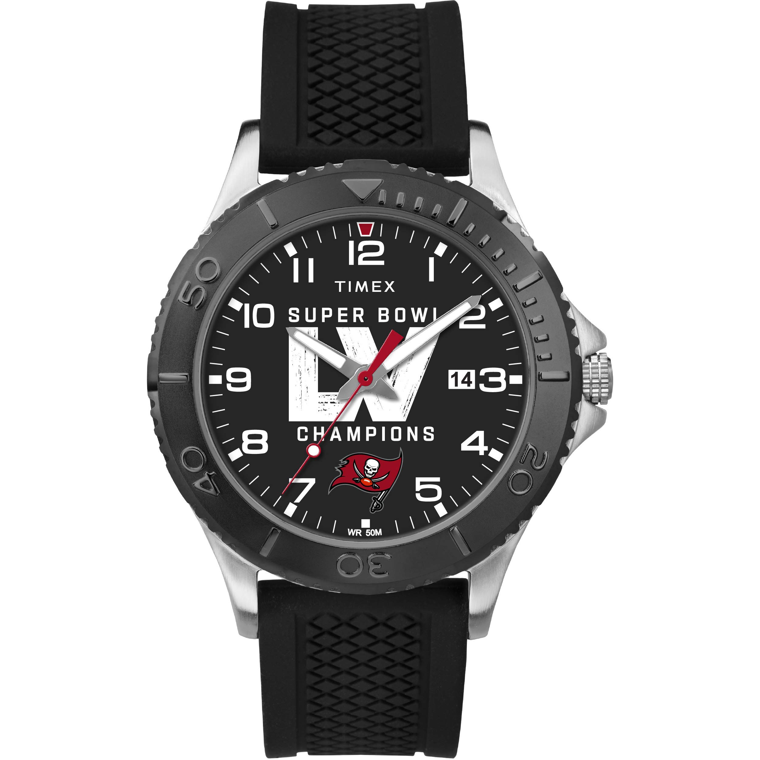 Timex NFL Gamer 42mm Watch – 2021 Super Bowl Champions Tampa Bay Buccaneers (Model: TW2V17200YZ), 2021 Super Bowl Champions Tampa Bay Buccaneers, One Size