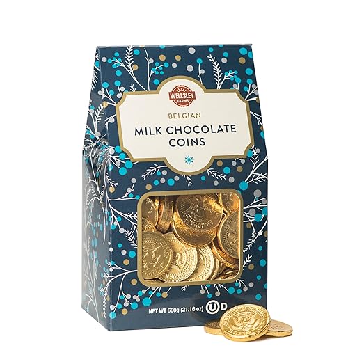 Miniatura 2 de Wellsley Farms - Monedas de chocolate con leche belga, chocolates envueltos individualmente en un paquete de 21.16 onzas, relleno perfecto para