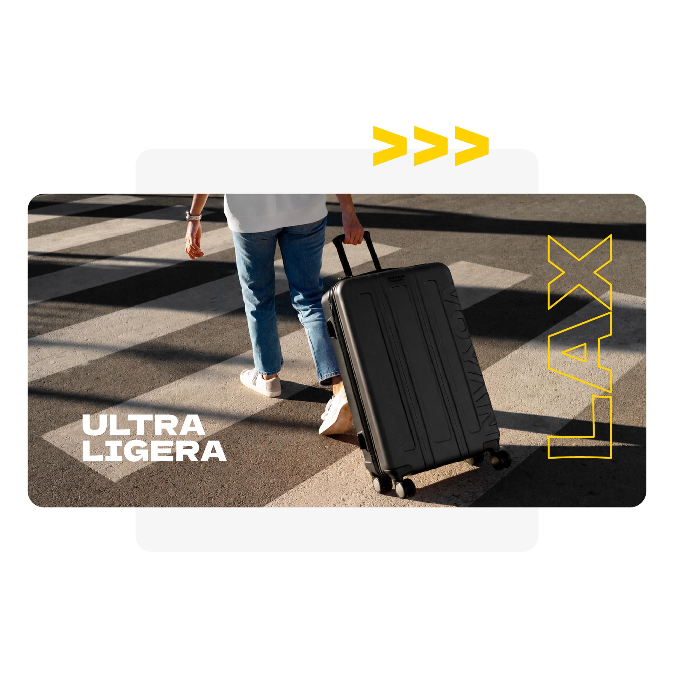 VOYAN Valigia da Cabina per Aereo 55x40x20 LAX, Trolley da Viaggio Ultralight con Scocca Rigida, Valigia a Mano per Ryanair con Chiusura di Sicurezza, Bagaglio da Cabina per Viaggi