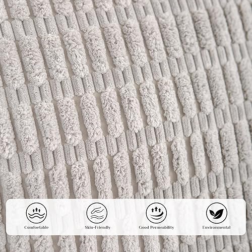 Miniatura 3 de Softalker juego de 4 fundas de cojín de 18x18 pulgadas, terciopelo suave a rayas, funda rústica y decorativa estilo bohemia para cojines, funda