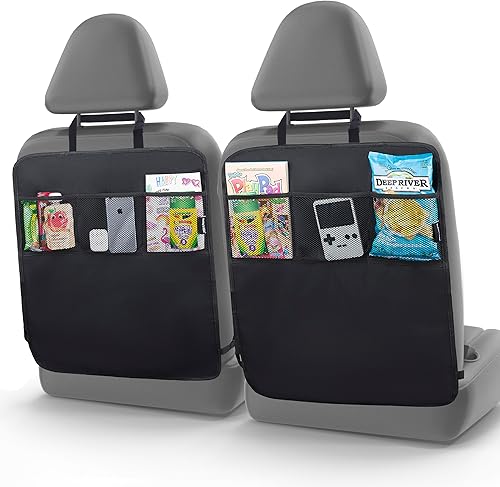 Todays Kids Paquete de 2 protectores de asiento de automóvil para niños, funda de asiento trasero de automóvil resistente para niños, organizador de