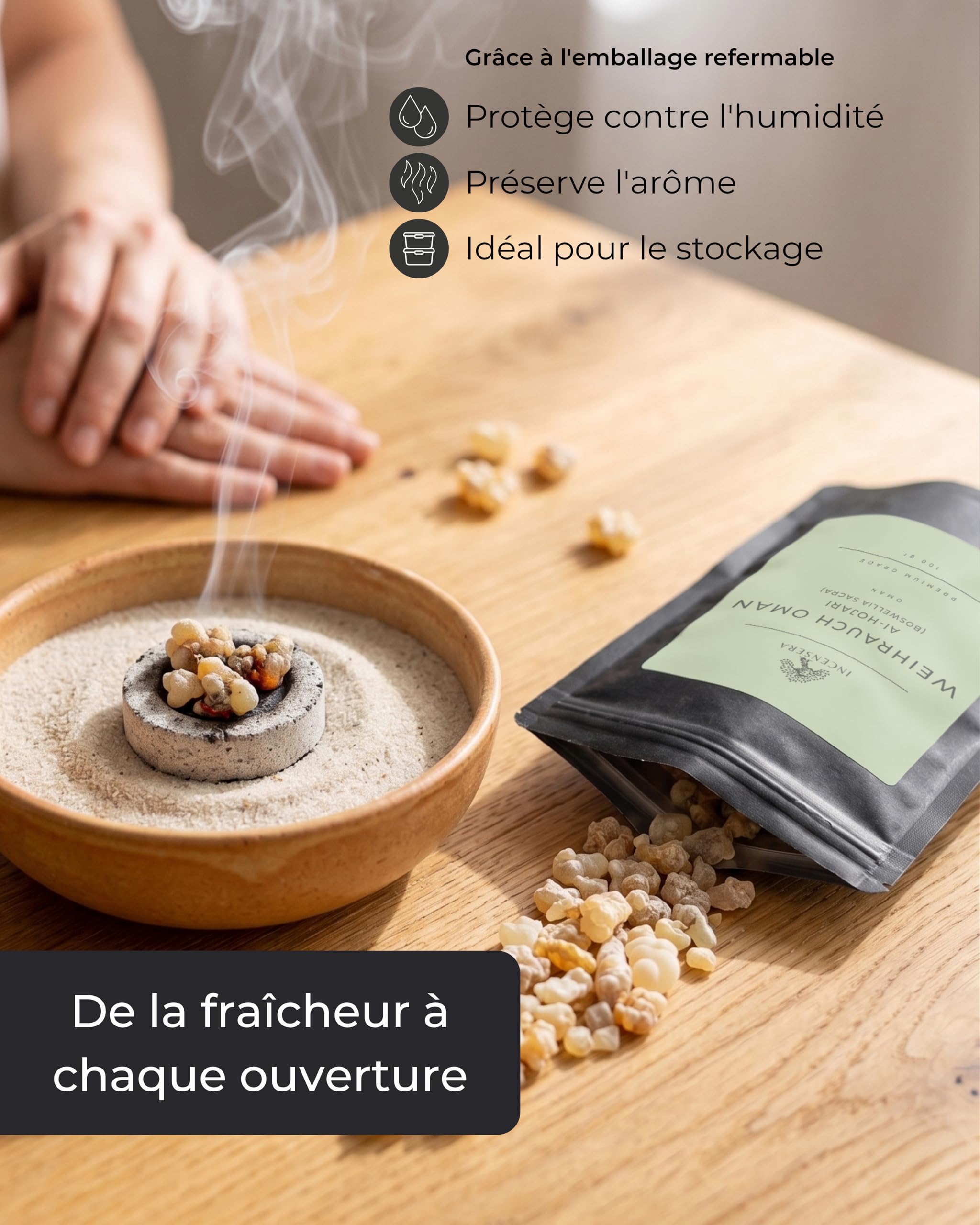 Incensera Oman 1er Choix Encens à Fumer 50 g Boswellia Sacra Frankincense Résine Caoutchouc Arabique