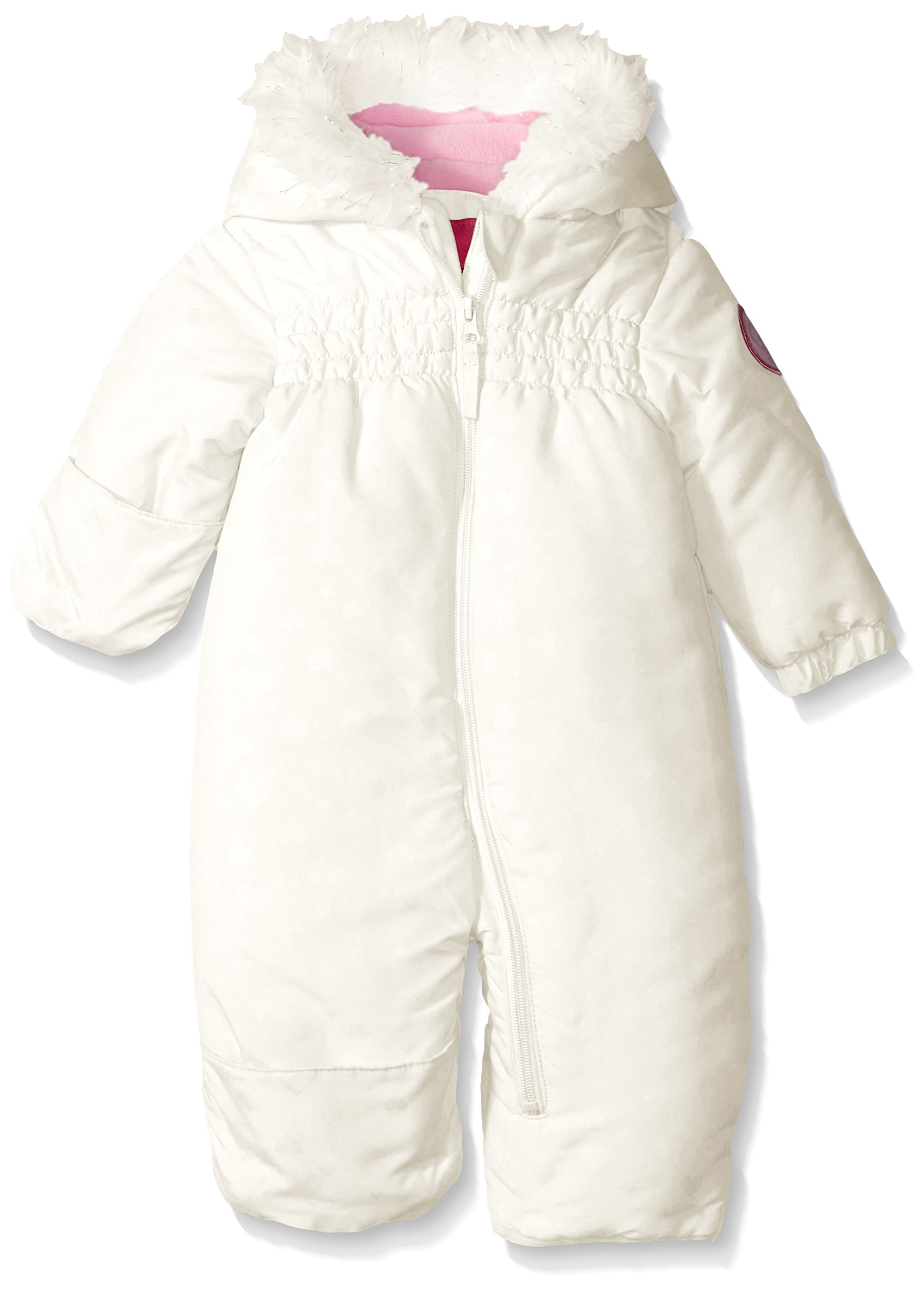 Weatherproof Baby Heart Print Hooded Pram, Winter White, 12M
