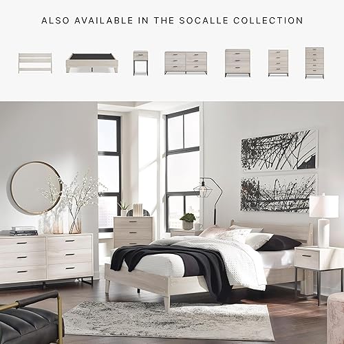 Miniatura 7 de Signature Design by Ashley Socalle - Cabecero completo, con listones abiertos, color beige natural