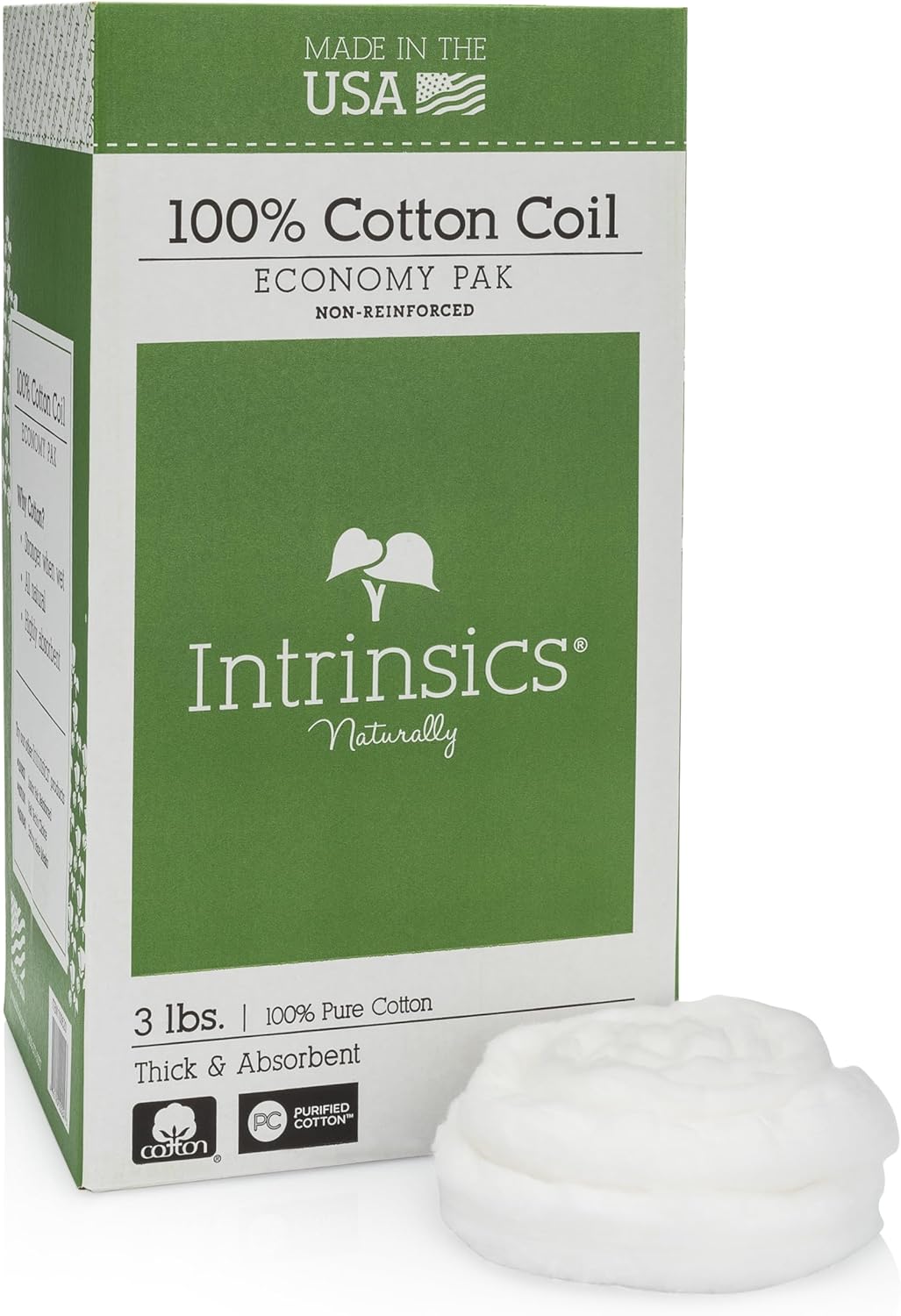 Intrinsics Economy Pak 100% Cotton Coil (650 ft) – Professional, High Absorbency, and Non-Reinforced Spun Cotton Roll | Medical-Grade Esthetician Supplies for Perms, Salon Hair Color & Nail Care