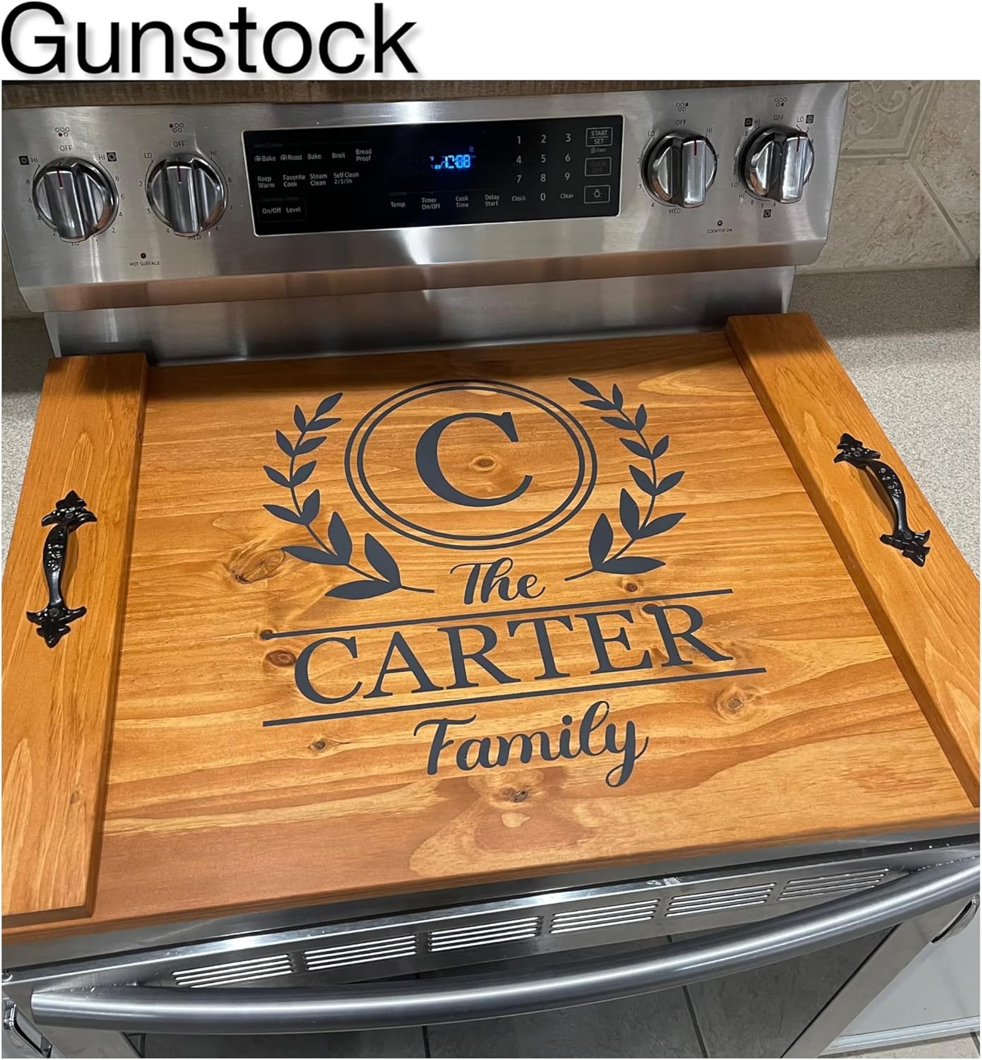 Personalized wooden stove cover for gas and electric stoves