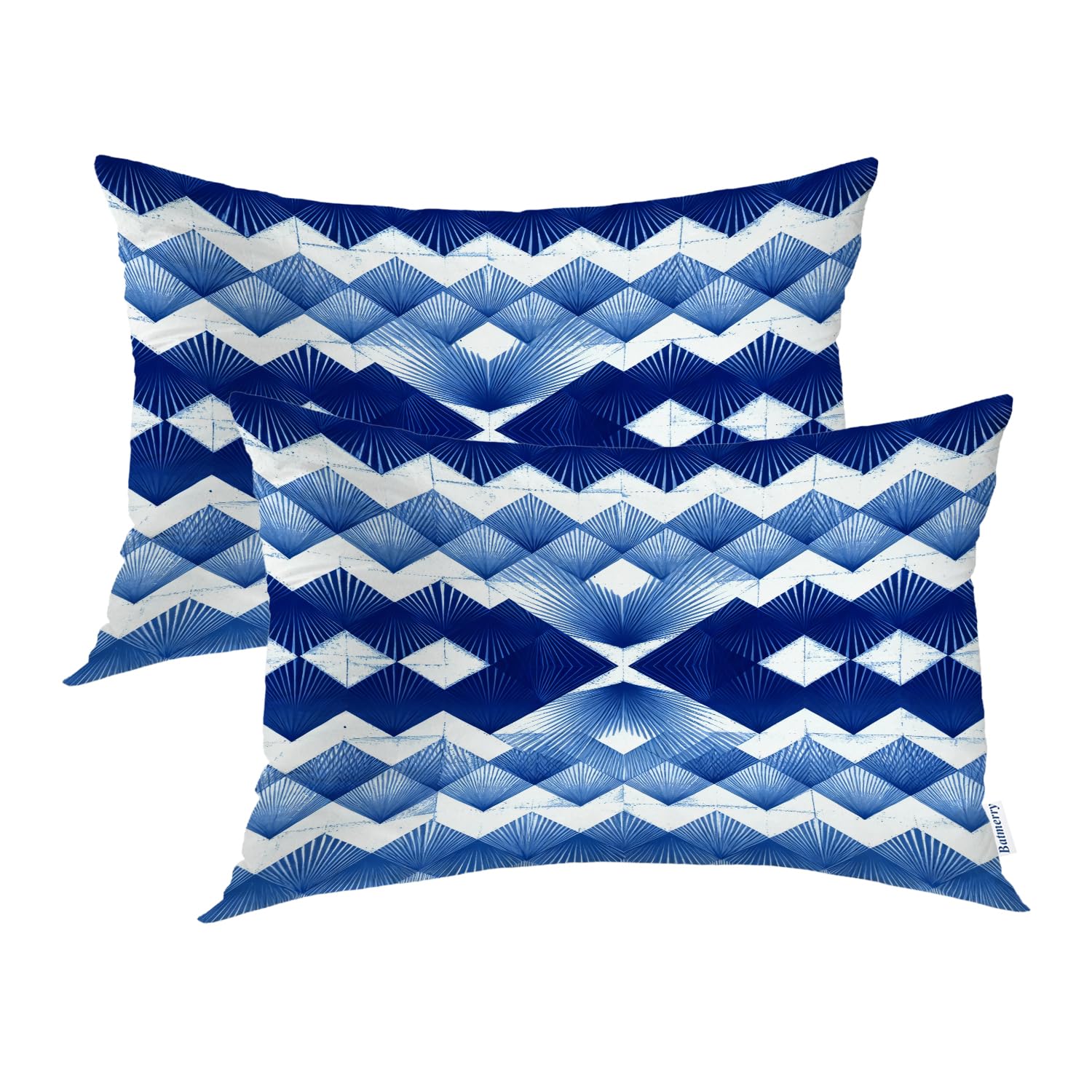 Taies d'oreiller bleues abstraites pour chambre moderne et design