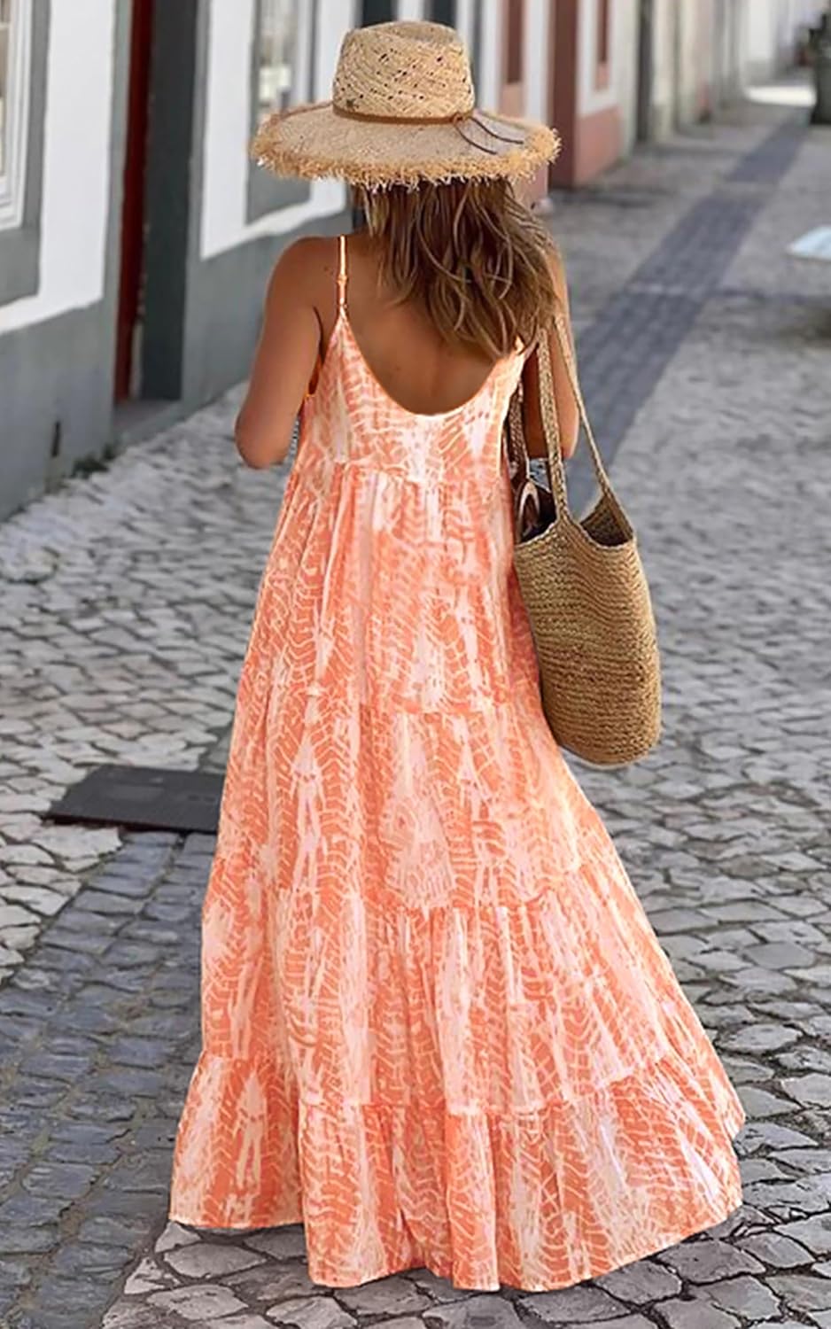 PRETTYGARDEN Women Summer Dresses 2026 Spaghetti Strap Scoop Neck Floral Maxi Dress Flowy Boho Long Sundress with Pockets