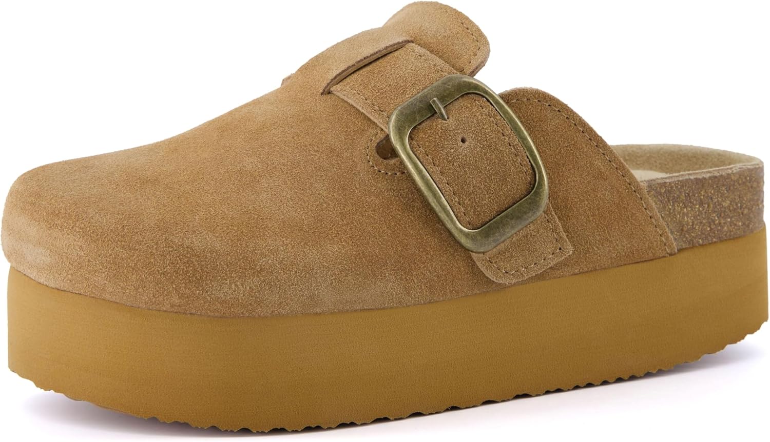 CUSHIONAIRE Women's Granola *Previous Buckle Issue Fixed* Genuine Suede Cork Footbed Platform Clog, +Comfort, Wide Widths Available - Image 9
