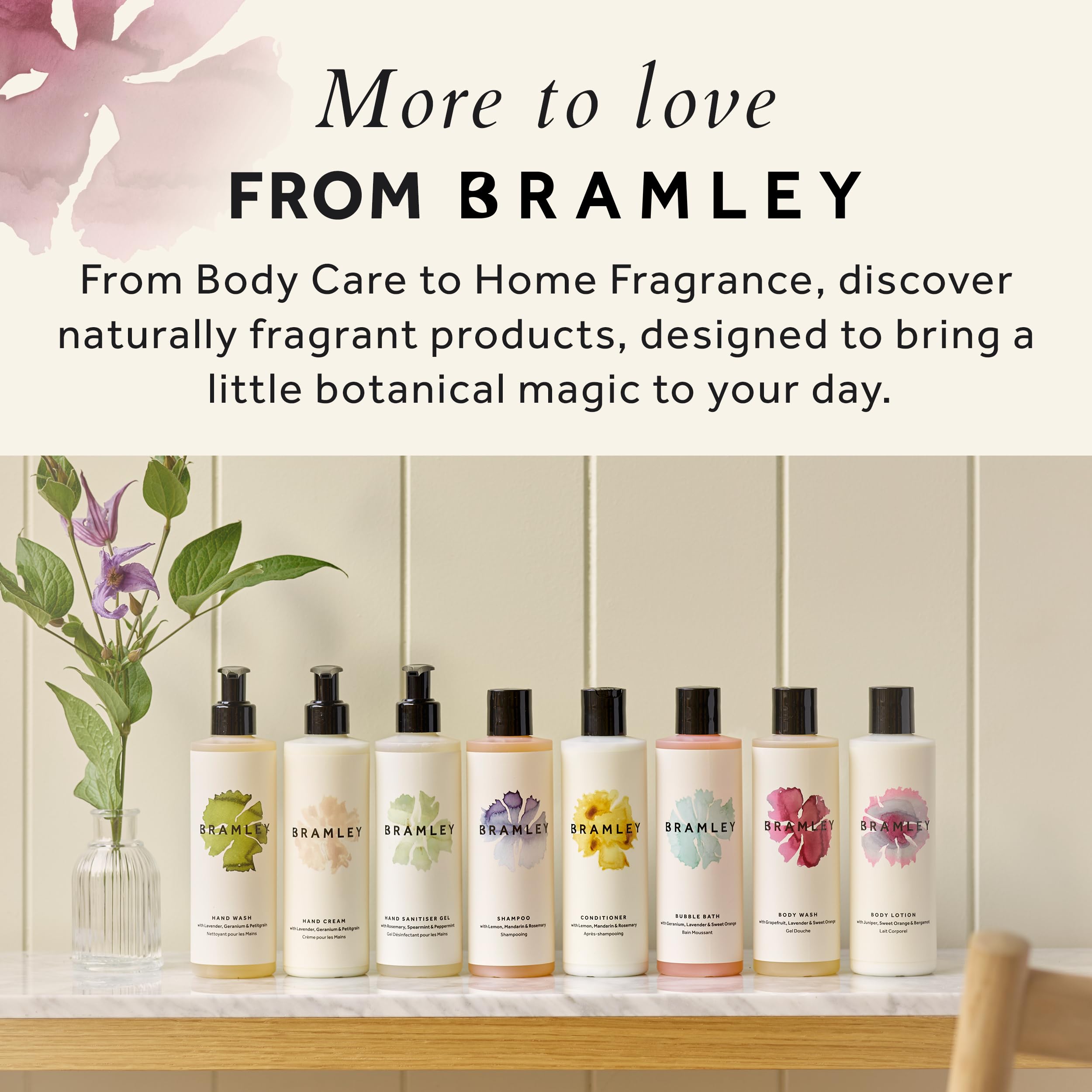 BRAMLEY - Bagnoschiuma da 1 litro, olio essenziale di pompelmo, lavanda e arancia dolce, rinfrescante, fragranza naturale al 100%, ricarica bagnoschiuma, formato famiglia, Green living