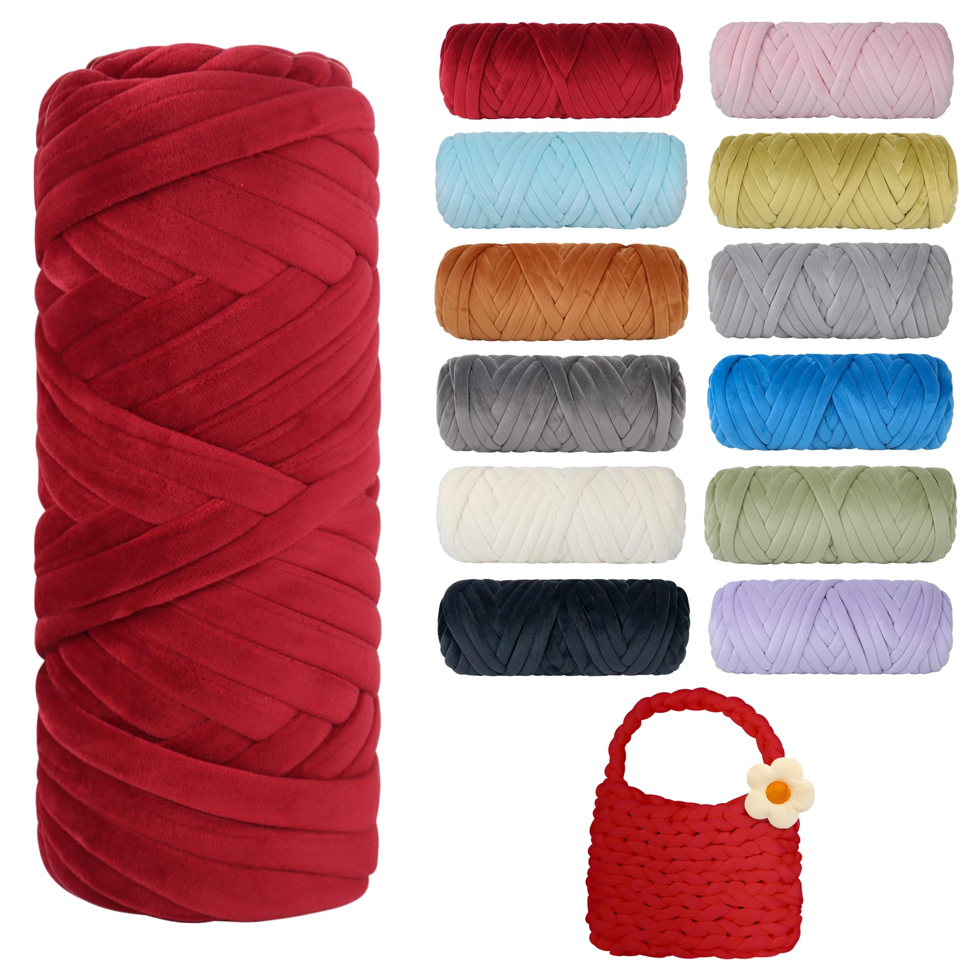 Photo 1 of 1LB Medium Thick Chunky Yarn for Arm Knitting, 0.47 Inch Soft Giant Tube Yarn, Bulky Crystal Fleece Knitting Yarn for DIY Throw Blanket, Pet Bed, Pillow, Cushion and Purse