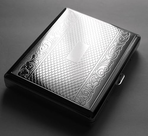 Miniatura 5 de Estuche de cigarrillos retro estilo victoriano de metal para tamaño regular, King y 100, tarjetero de bolsillo con protección RFID (Lin-L100)