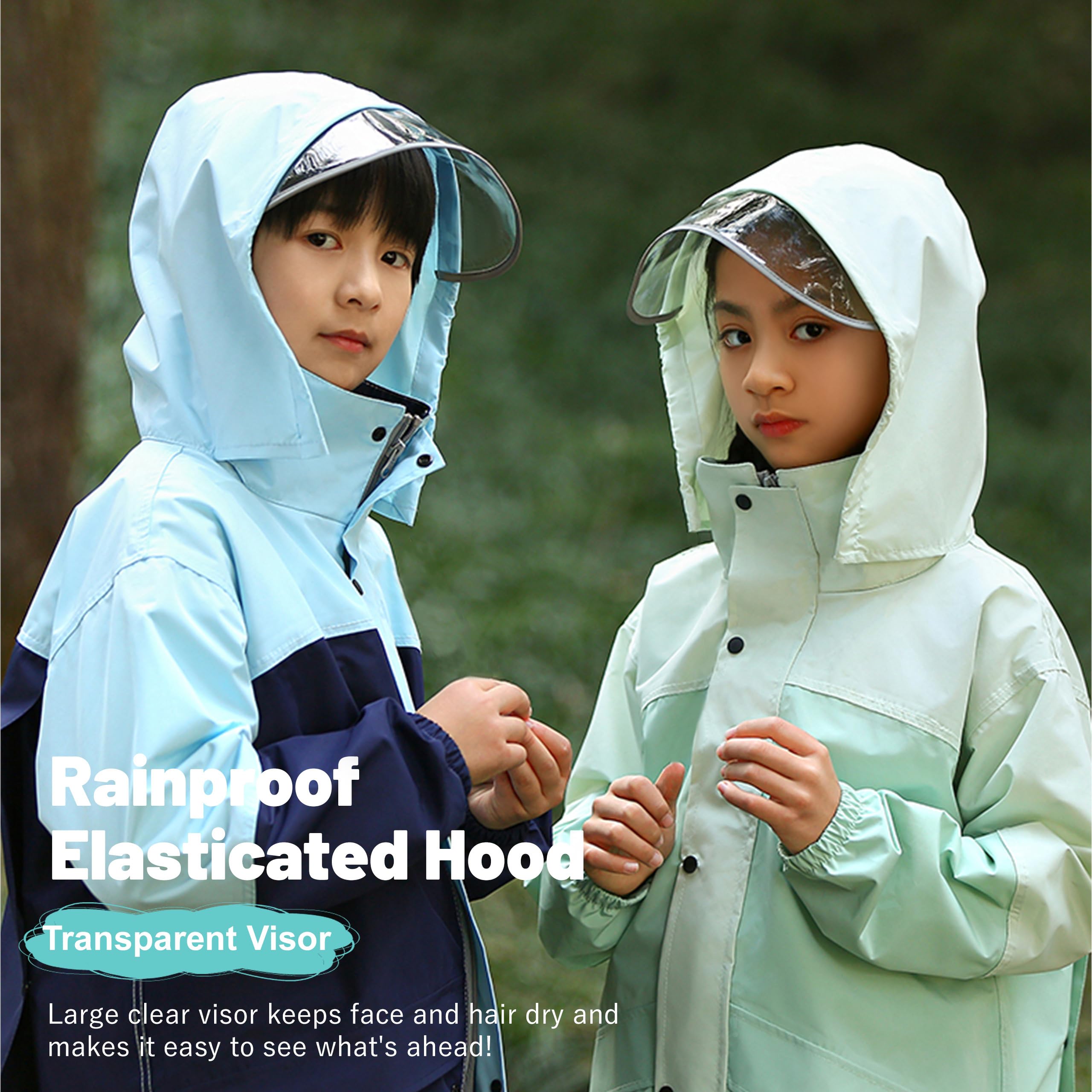 Volunboy Kinder Regenanzug Regenmantel mit Kapuze Jacke und Hose Wasserdichter Anzug