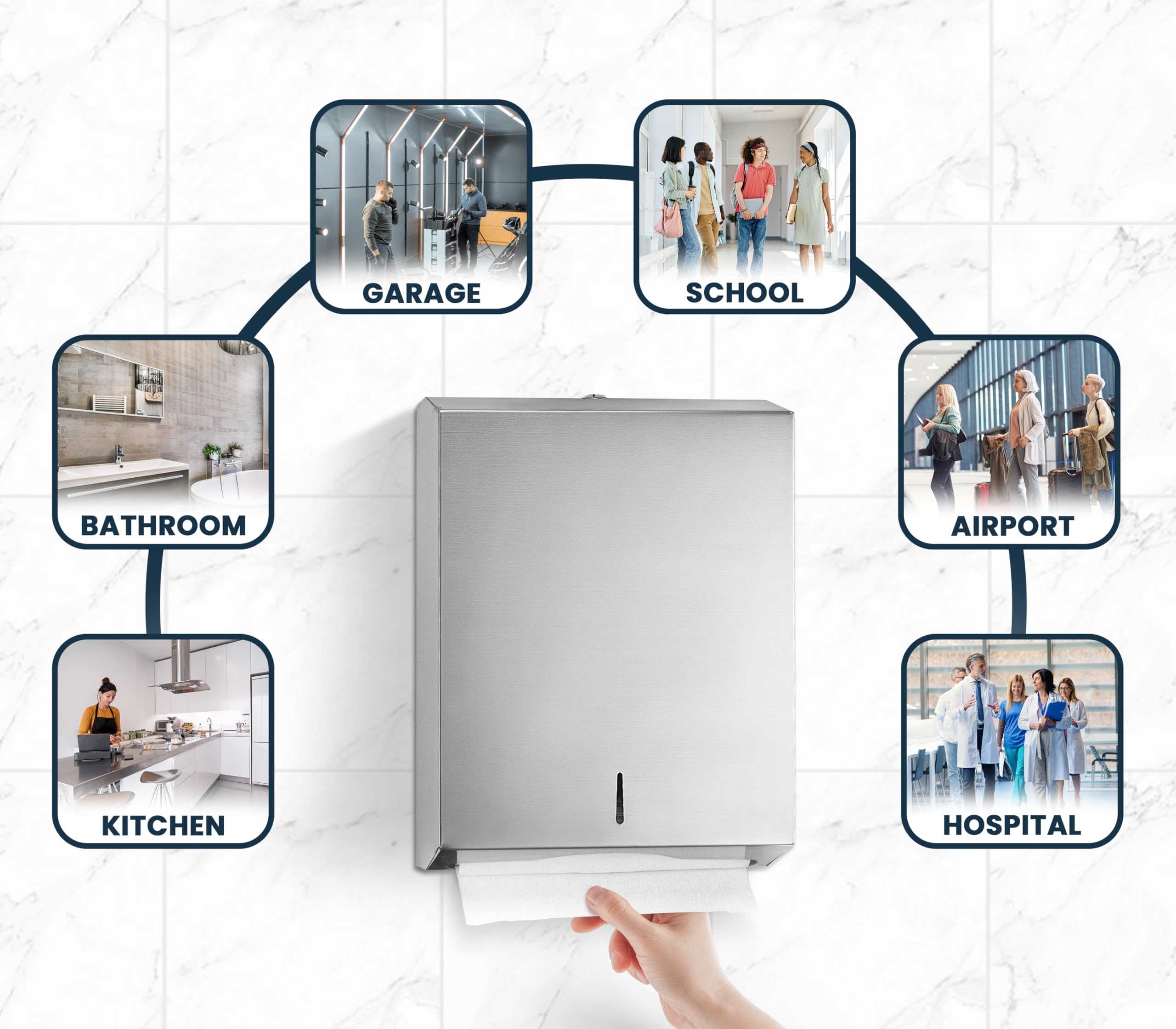 Alpine industrias C-fold/Multifold papel toalla dispensador – acero inoxidable cepillado – con capacidad para hasta 400 C-fold toallas de o 525 Multifold