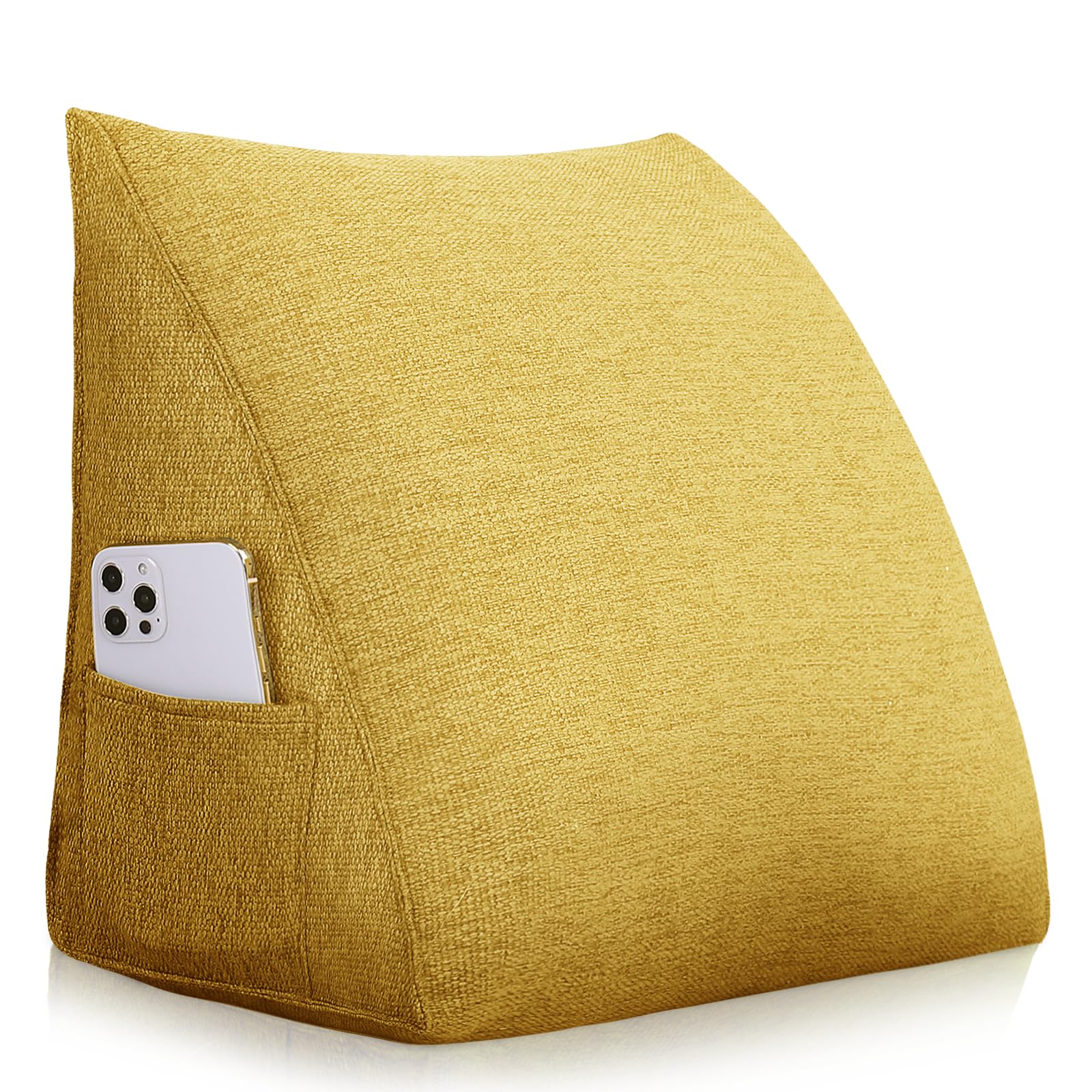 LELEFIDO Cojín de lectura – Cojín triangular de cuña para cama y sofá, cómodo cojín para la espalda, cojín de apoyo suave para leer y relajarse, con funda extraíble y lavable
