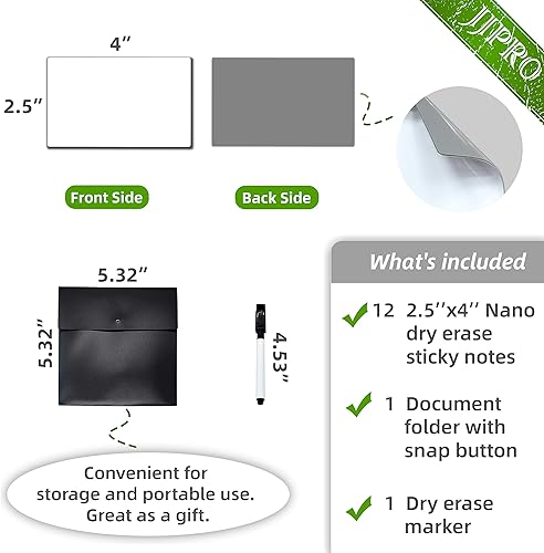 Miniatura 20 de Notas adhesivas de borrado en seco. Calcomanías reutilizables para pizarra blanca de 4 x 4 pulgadas, paquete de 8. Adecuado para todas