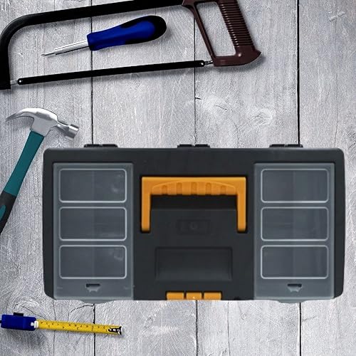 Miniatura 6 de VHD Caja de herramientas de plástico amarillo de 16 pulgadas con bandeja de herramientas extraíble y caja organizadora extra pequeña (juego de 3