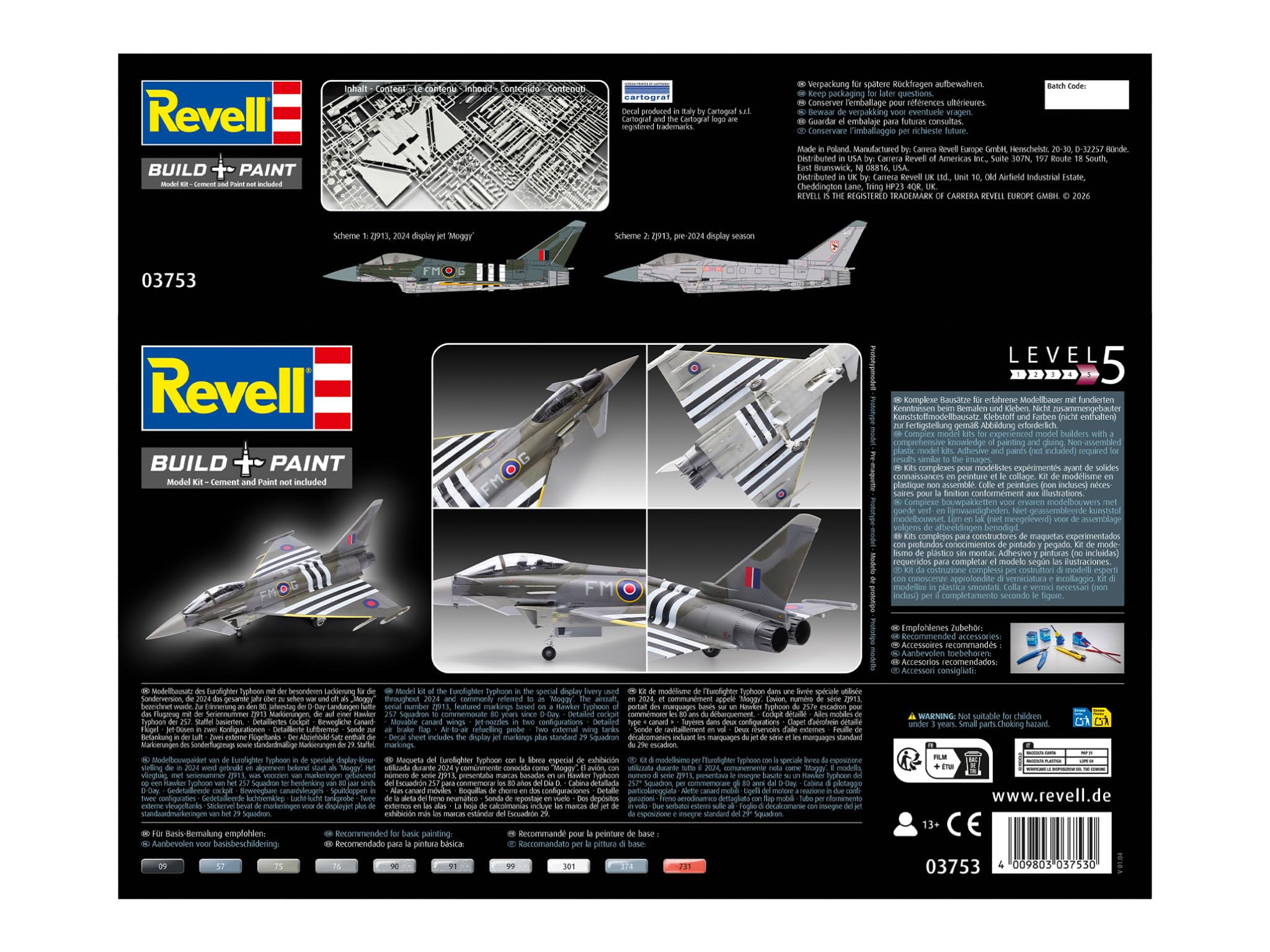 Revell 03753 Eurofighter Typhoon FGR.4 Échelle 1:48 – Maquette en plastique non construit/non peint