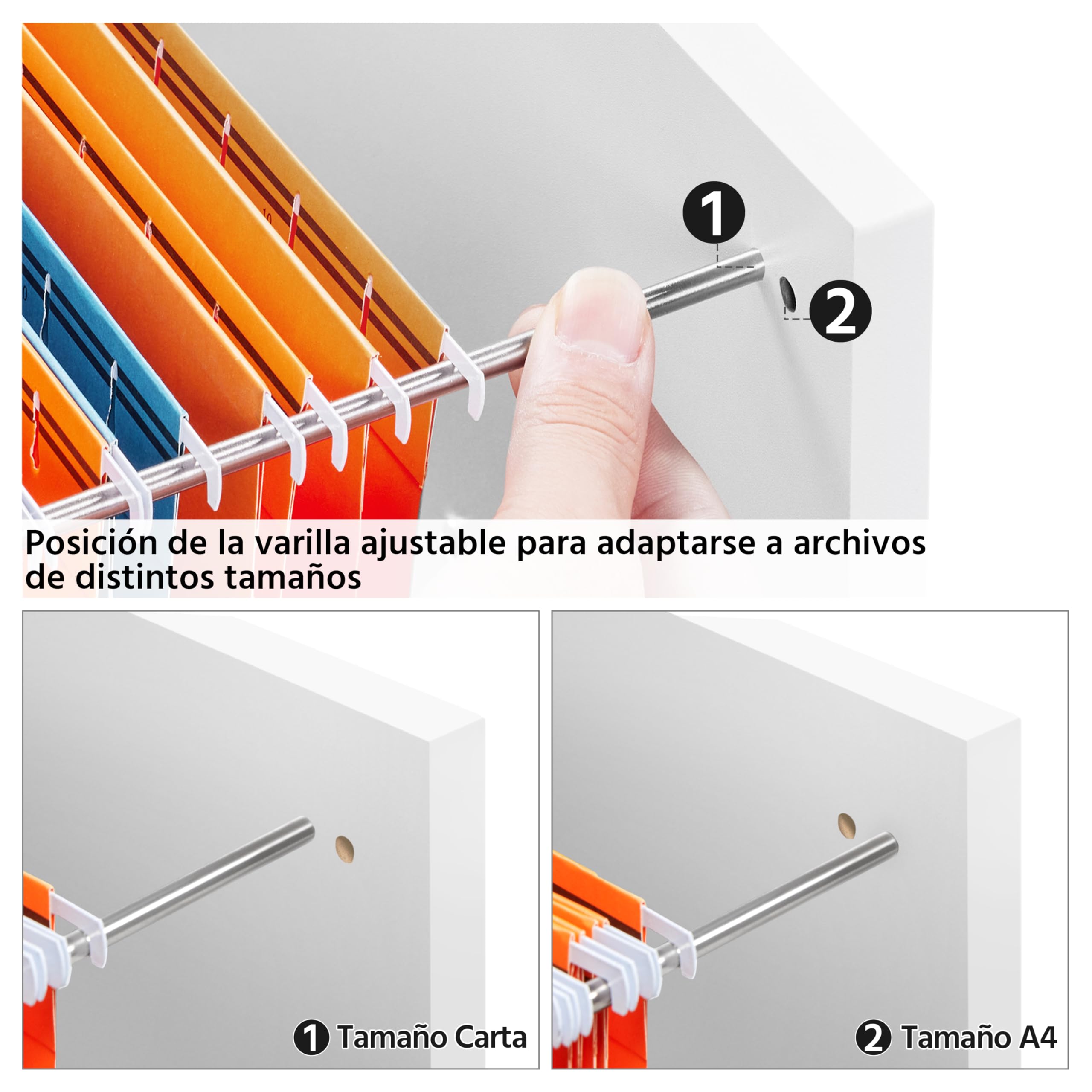 Yaheetech Cajonera de Oficina con Ruedas Gabinete de Oficina con 3 Cajones y Cerradura 40x40x66,5cm Armario Archivador Carpeta de Gran Capacidad para Carta y Archivos A4 Blanco