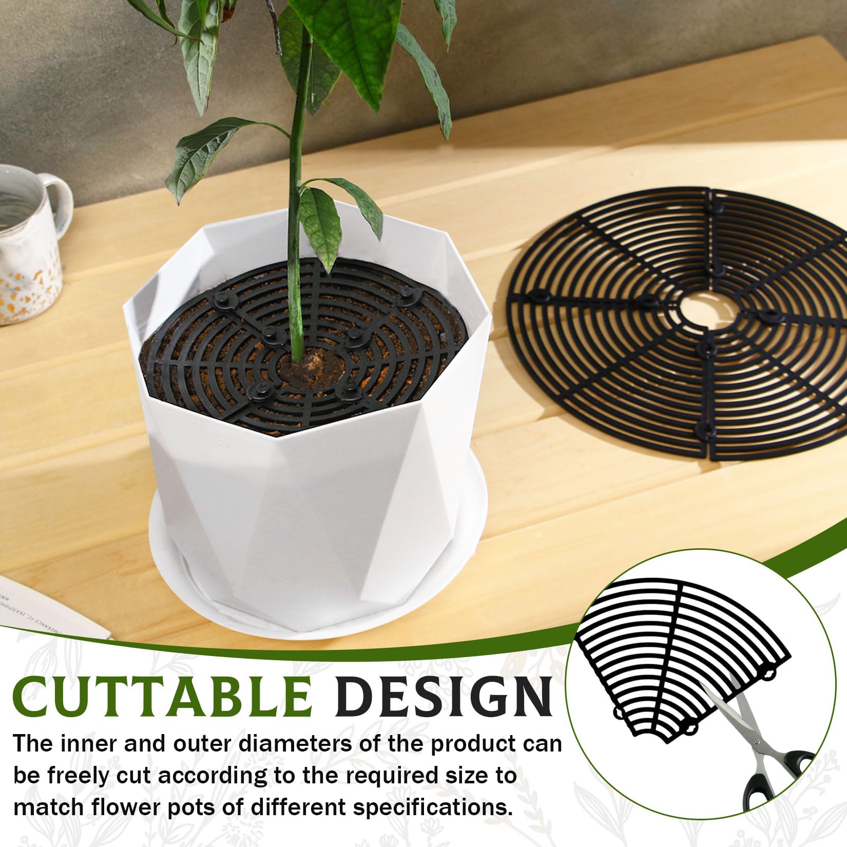 Lot de 4 grilles de protection pour pots de fleurs, 30 cm, taille découpable, protection des plantes, chat, grille pour pots de fleurs, protection des chats, protège la terre des animaux et