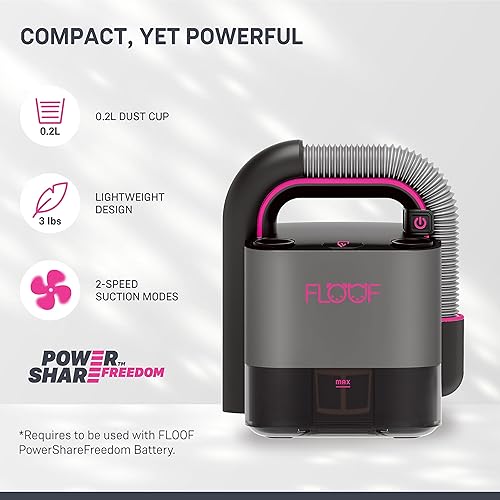 Miniatura 3 de FLOOF Hand Vacuum Cordless Retractable, 17000 Pa Pet Hair Vacuum with 2-Speed, Compact and Portable Vacuum for Car, Cube Vac, 20V Powershare Freedom