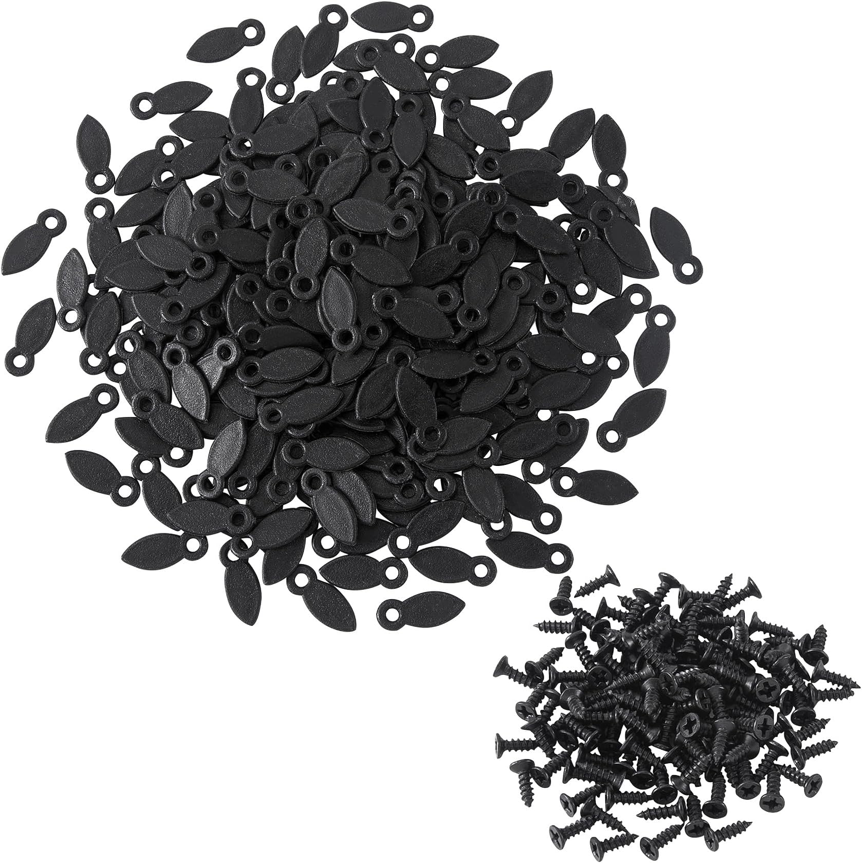 100Pcs Black Picture Frame Turn Buttons Flat Metal Drop Shape Picture