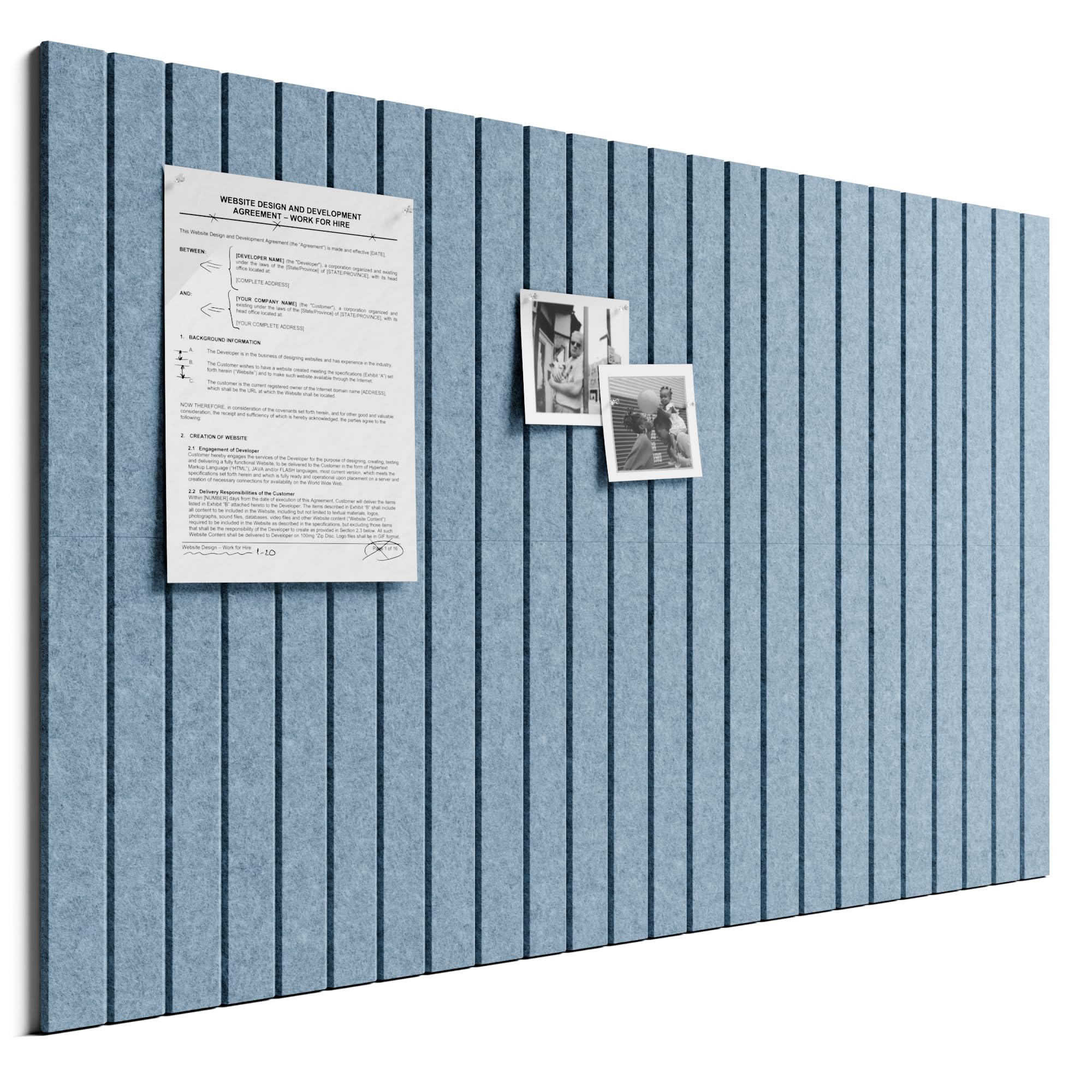 Bumusty 36"x 24" Large Felt Bulletin Board Tiles, Dusty Blue