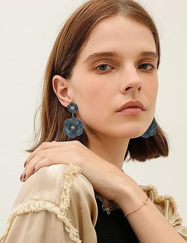 Miniatura 7 de Aretes largos de acrílico rojo con rosas para mujer, colgantes de neón mexicano, tropical, hawaiano, disfraz hawaiano, floral, joyería de moda,